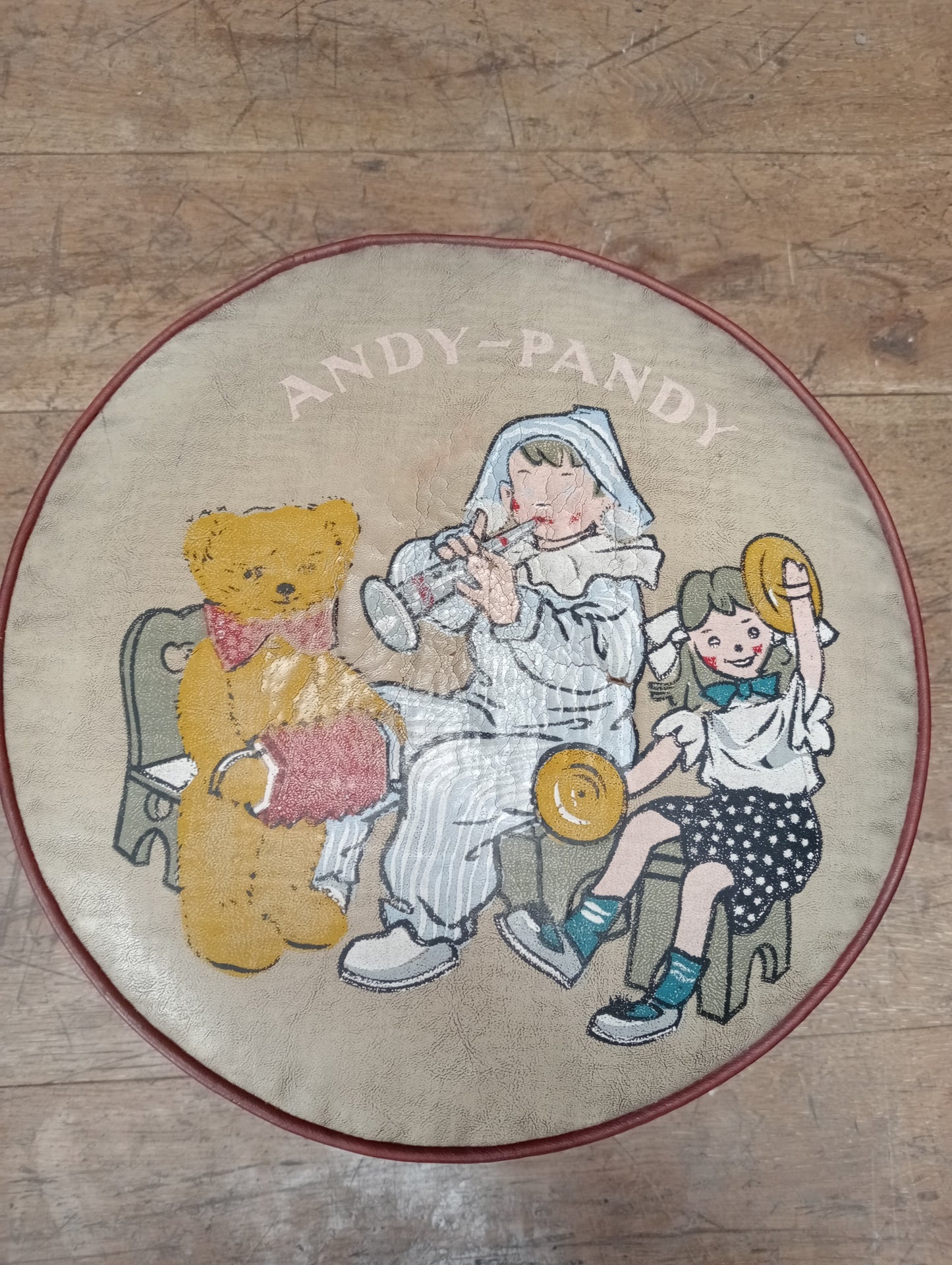 1950s leather Andy pandy stool