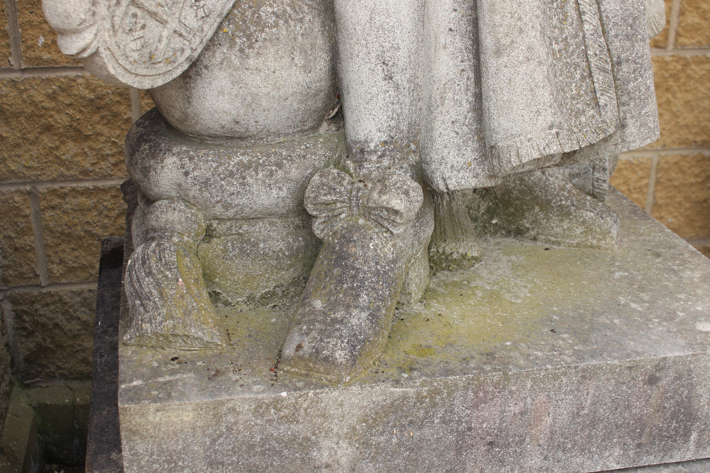 19th C sculpture of aristocrat on sandstone base