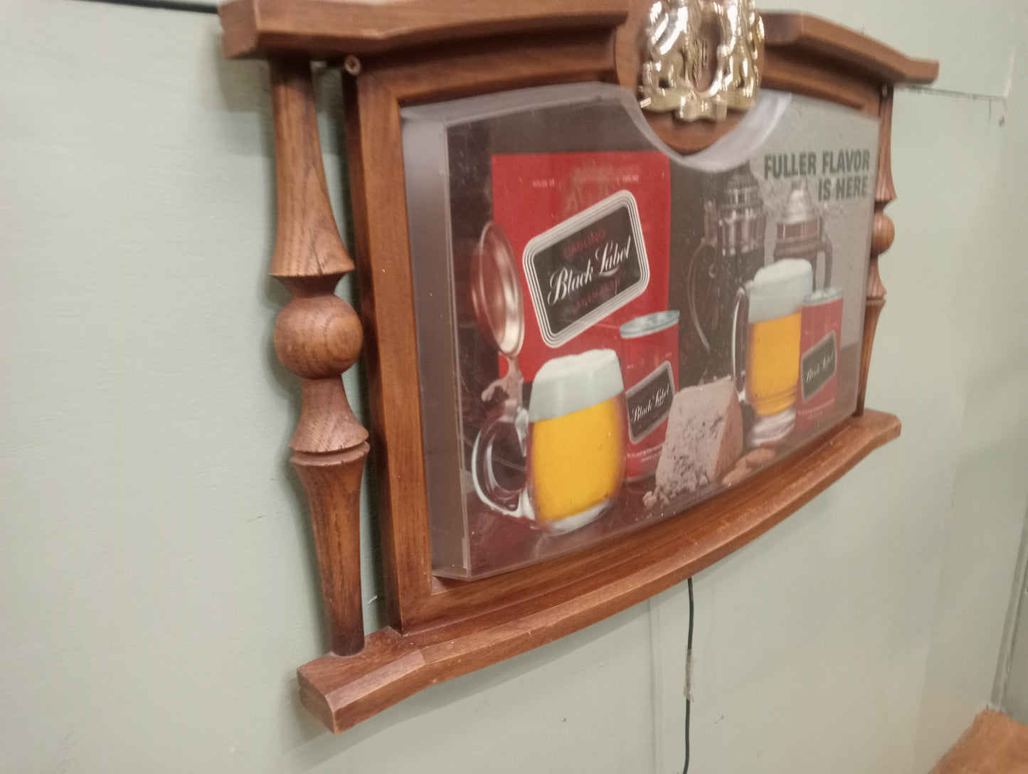 70s Black label advertising light up sign - in working order