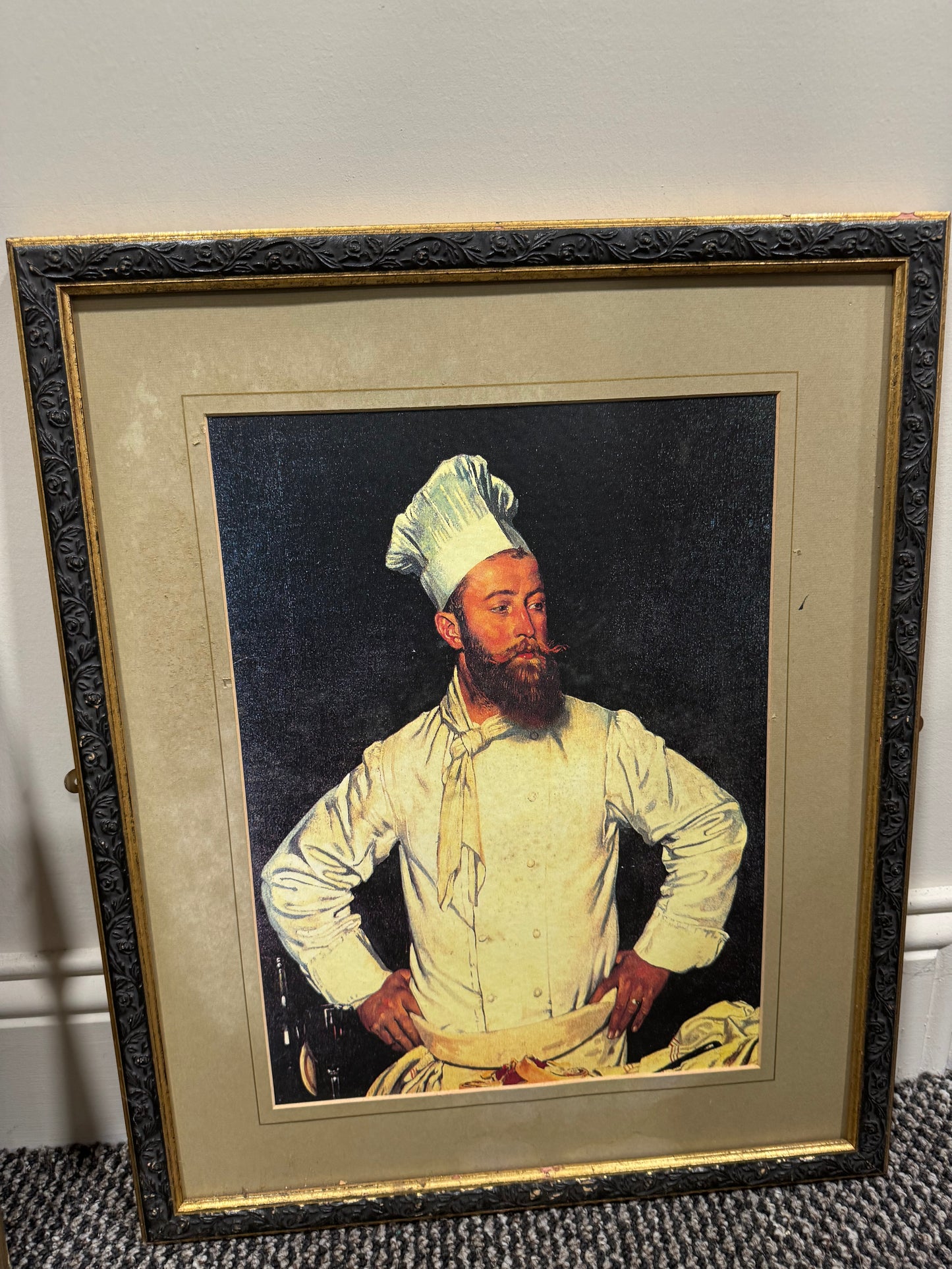 Black and gold gilt picture of chef