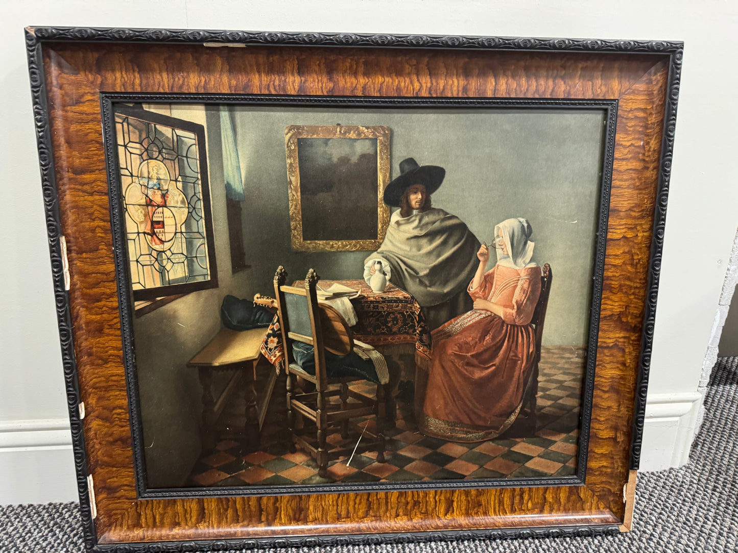 Black frame The glass of wine