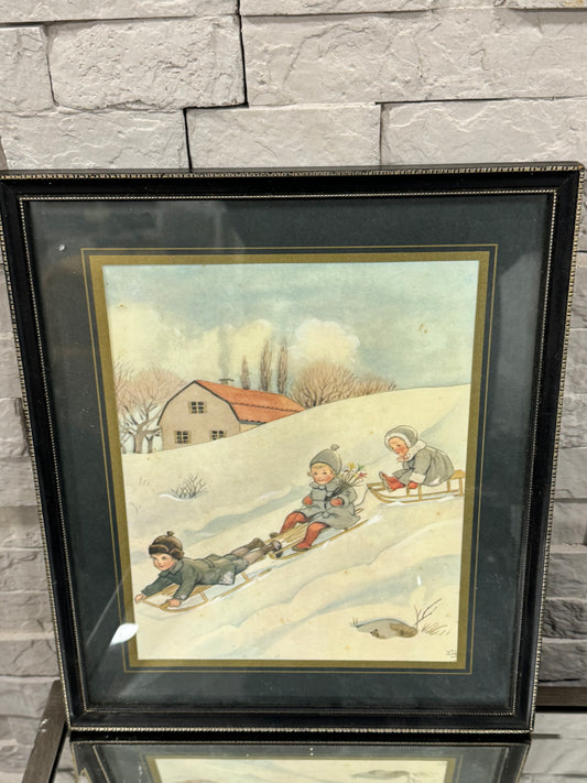 Black frame Winter fun print
