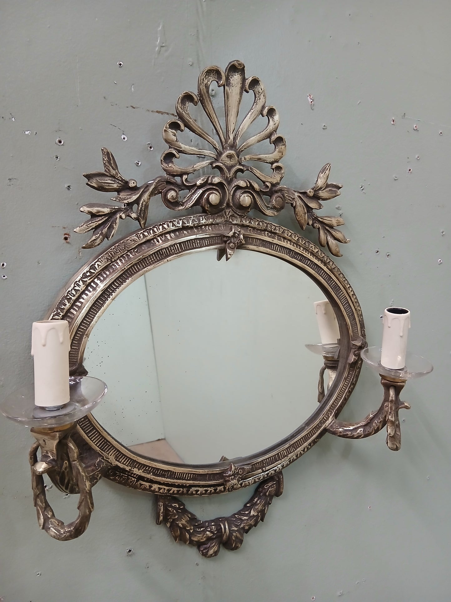 Bronze Victorian Gesso Girandole mirror