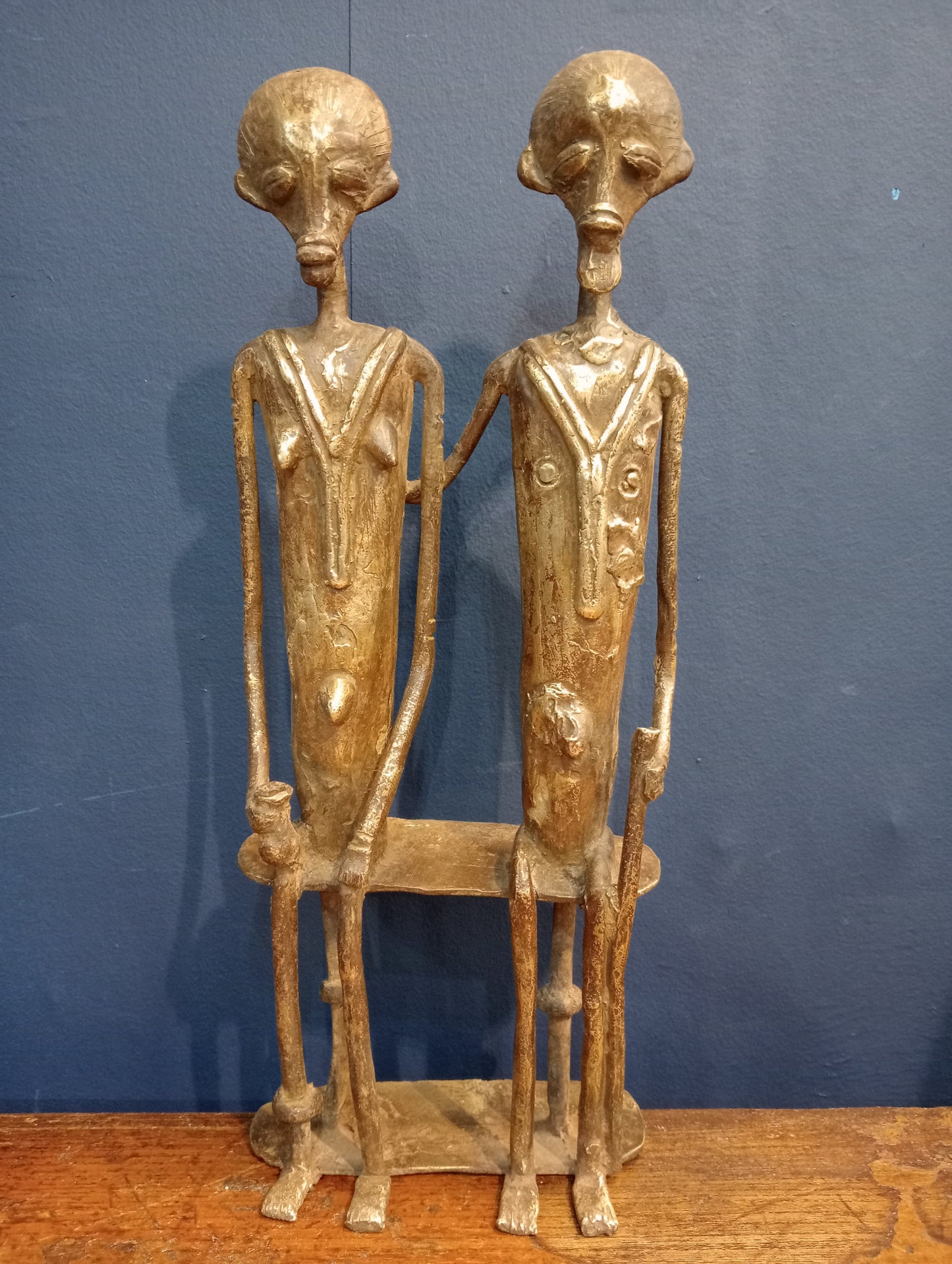 Bronze ancestral couple figurines