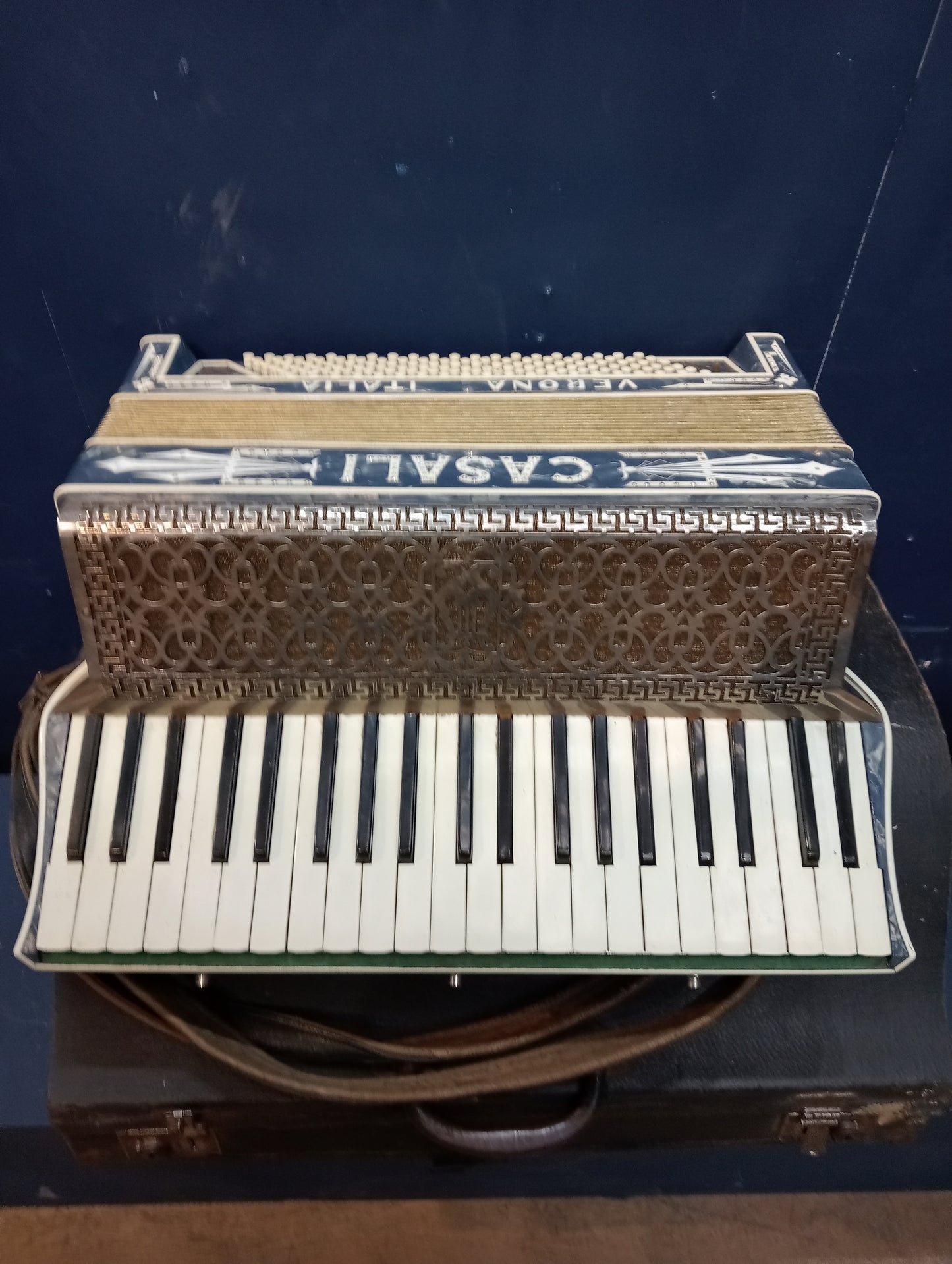 Casali Italian piano keyed accordian with case
