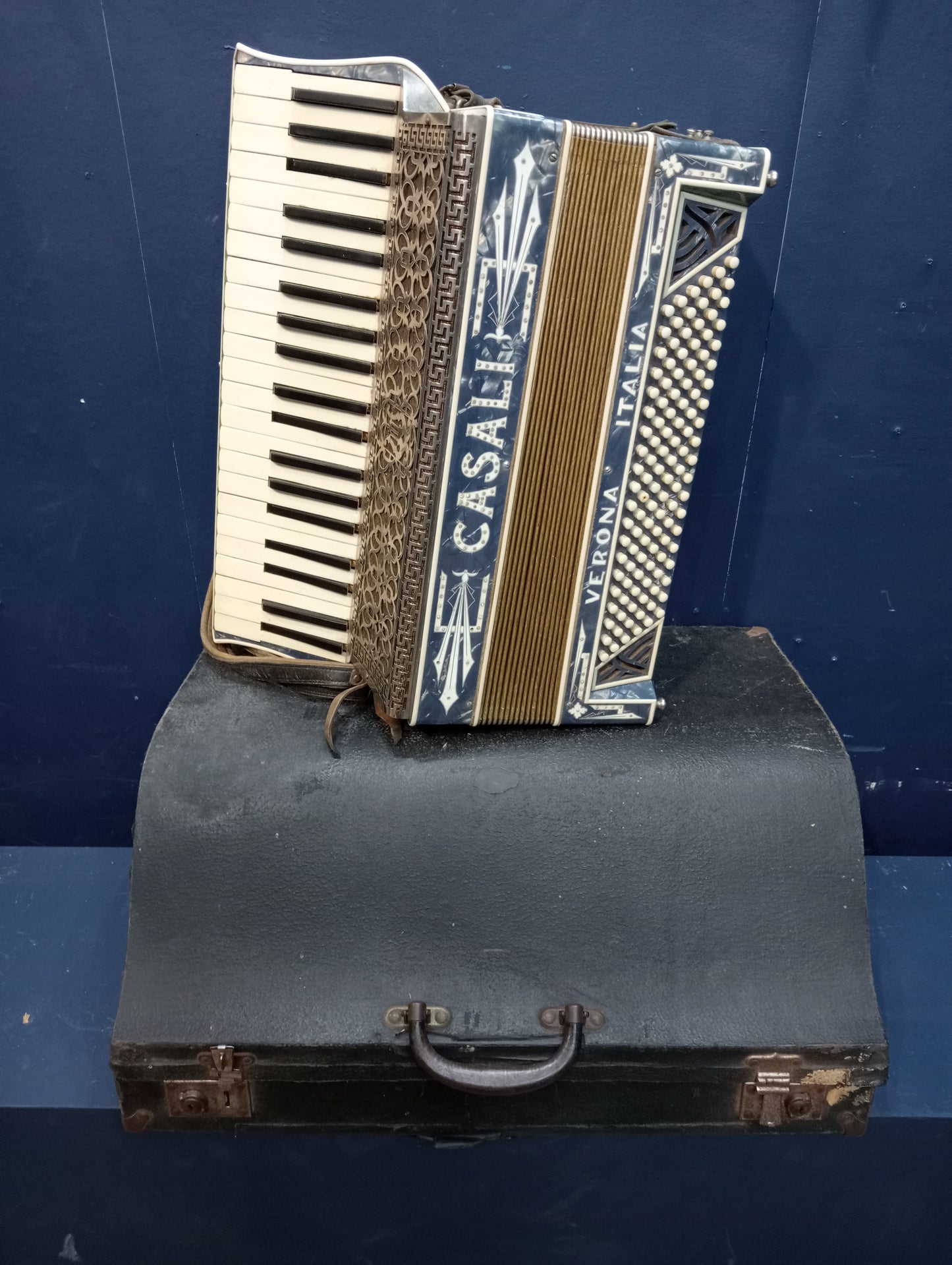 Casali Italian piano keyed accordian with case