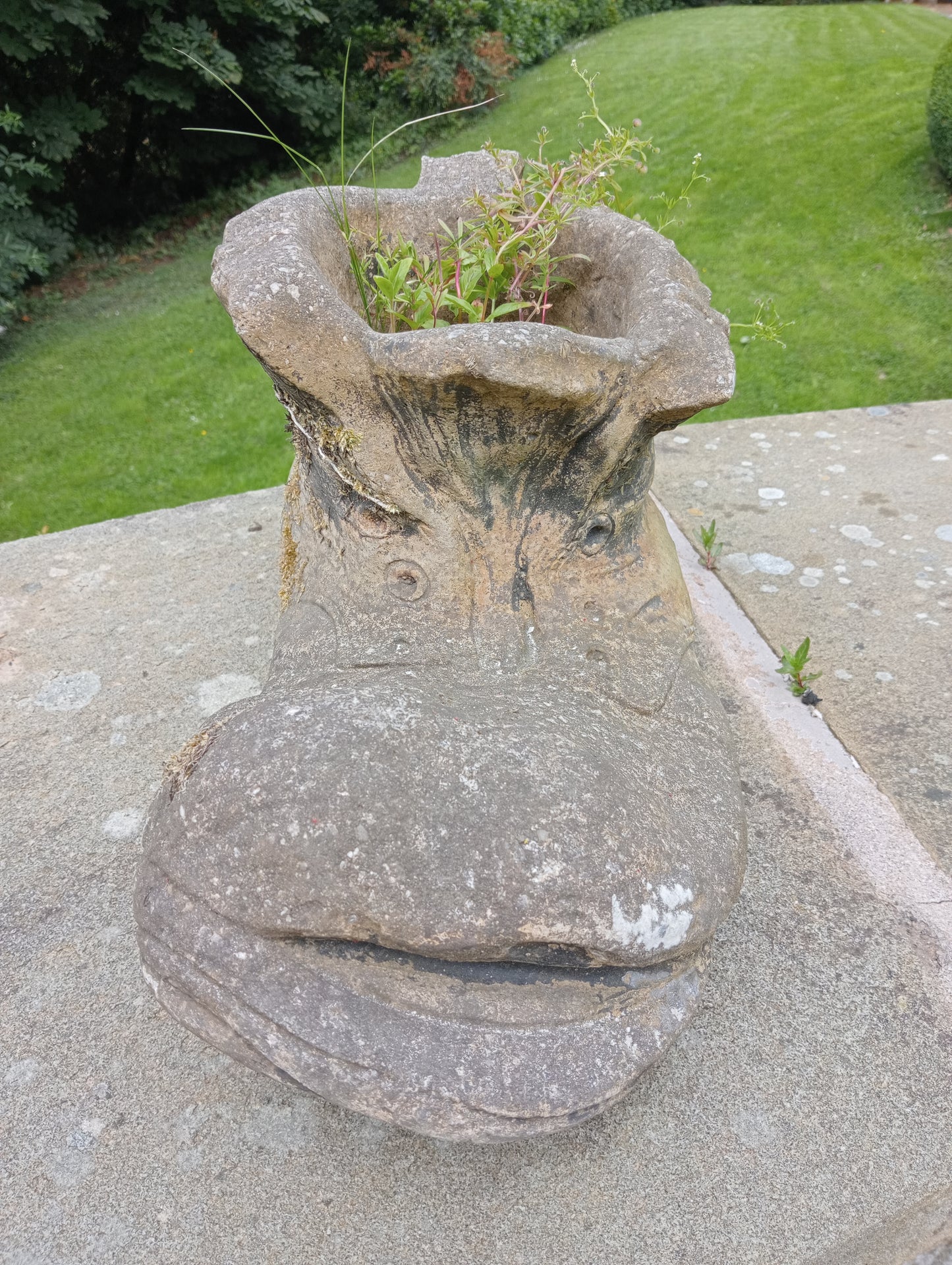 Composition stone boot planter