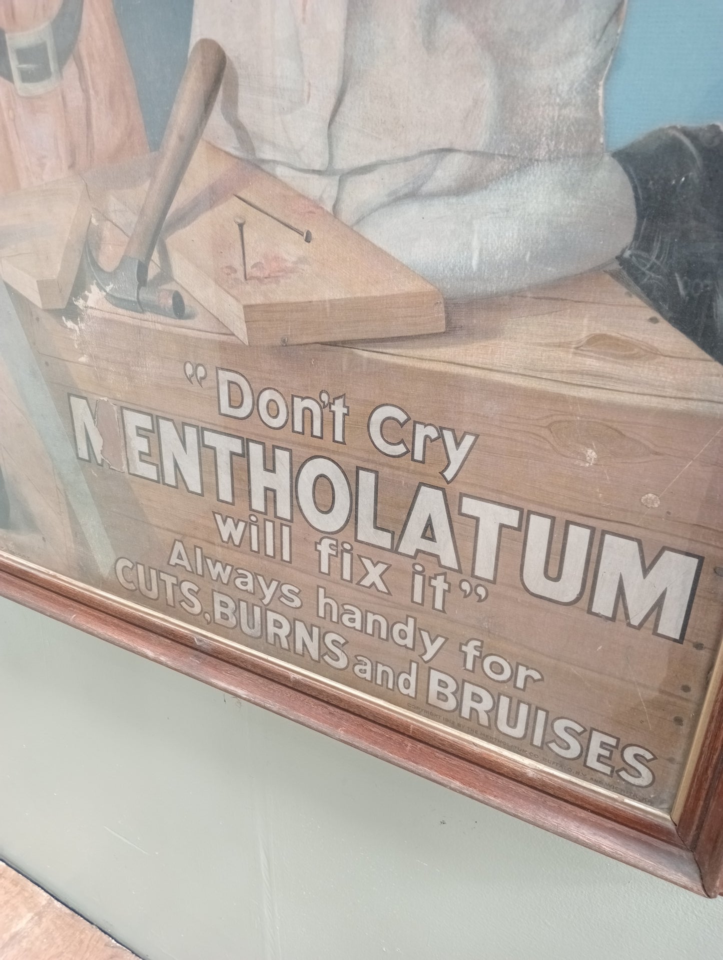 Don’t Cry Mentholatum will fix it advertising framed showcard