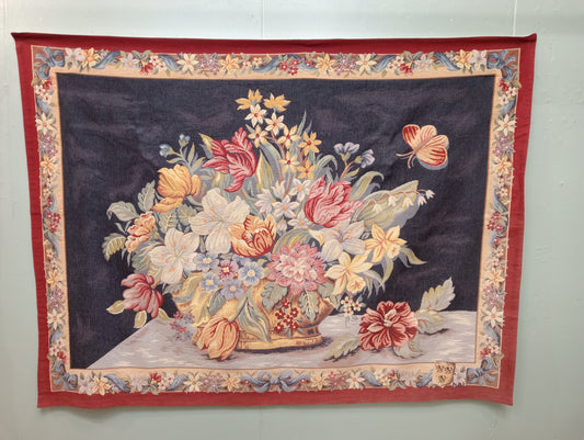 French point des meurins "Panier de fleurs" wall hanging tapestry