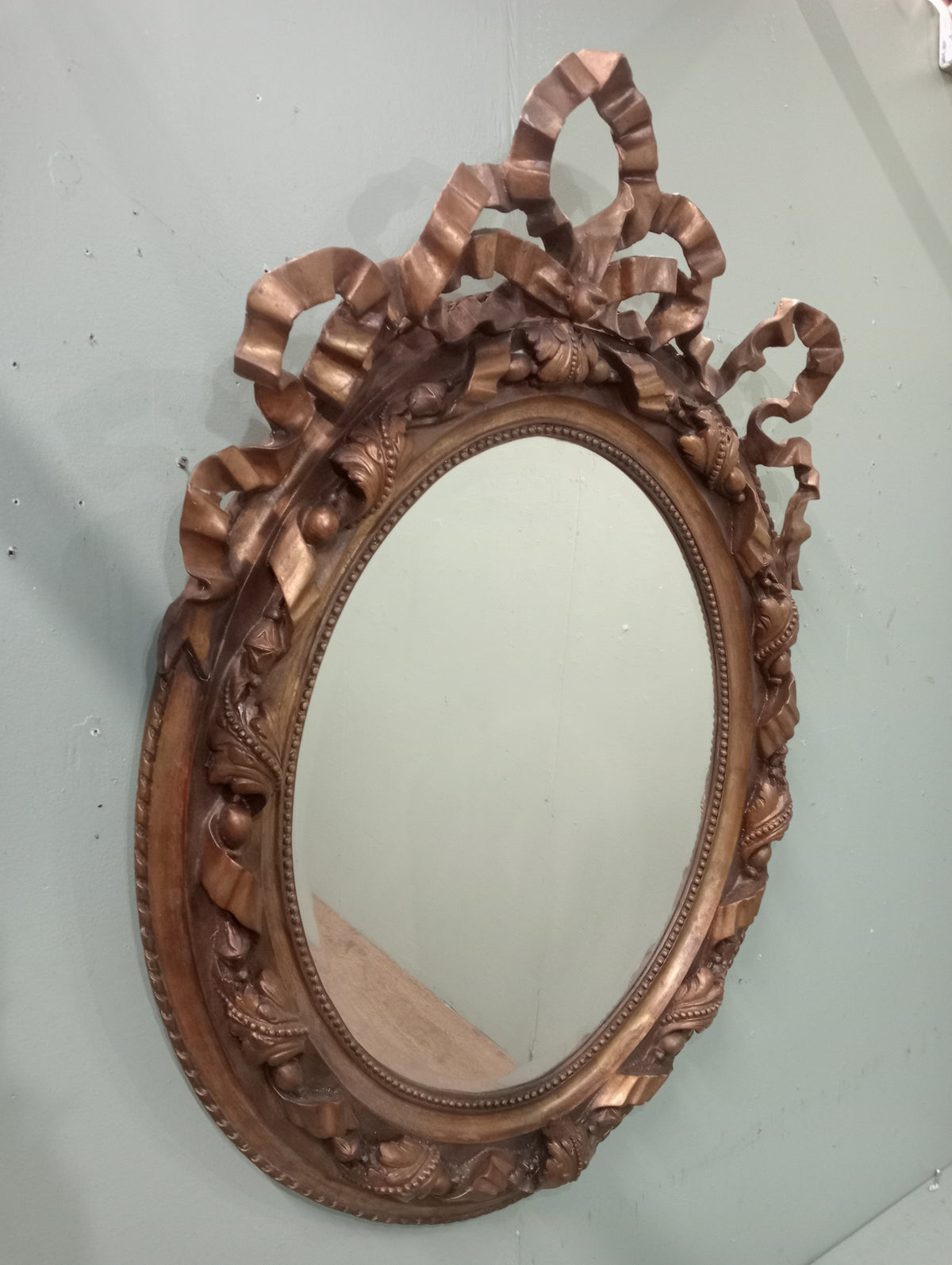 Giltwood Rococo-Style Oval Wall Mirror