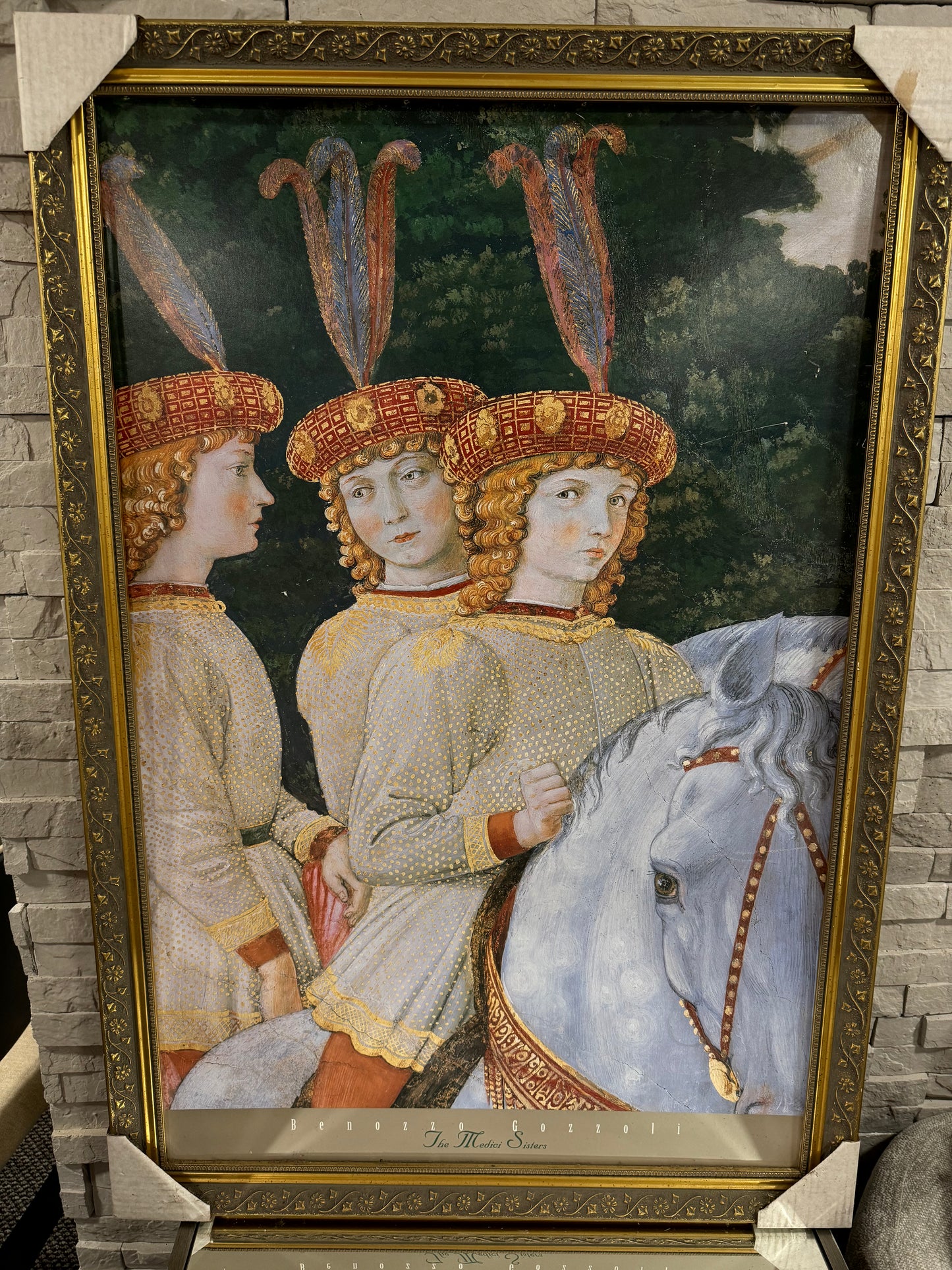 Gold frame print of Medici sisters