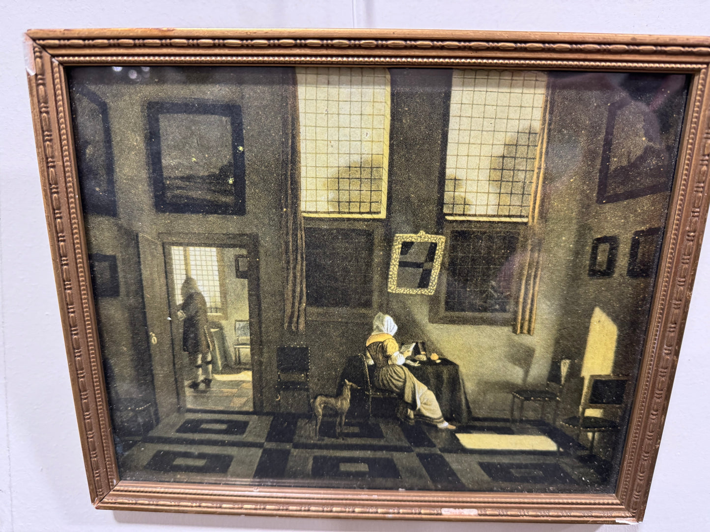 Gold gilt Framed print of lady reading