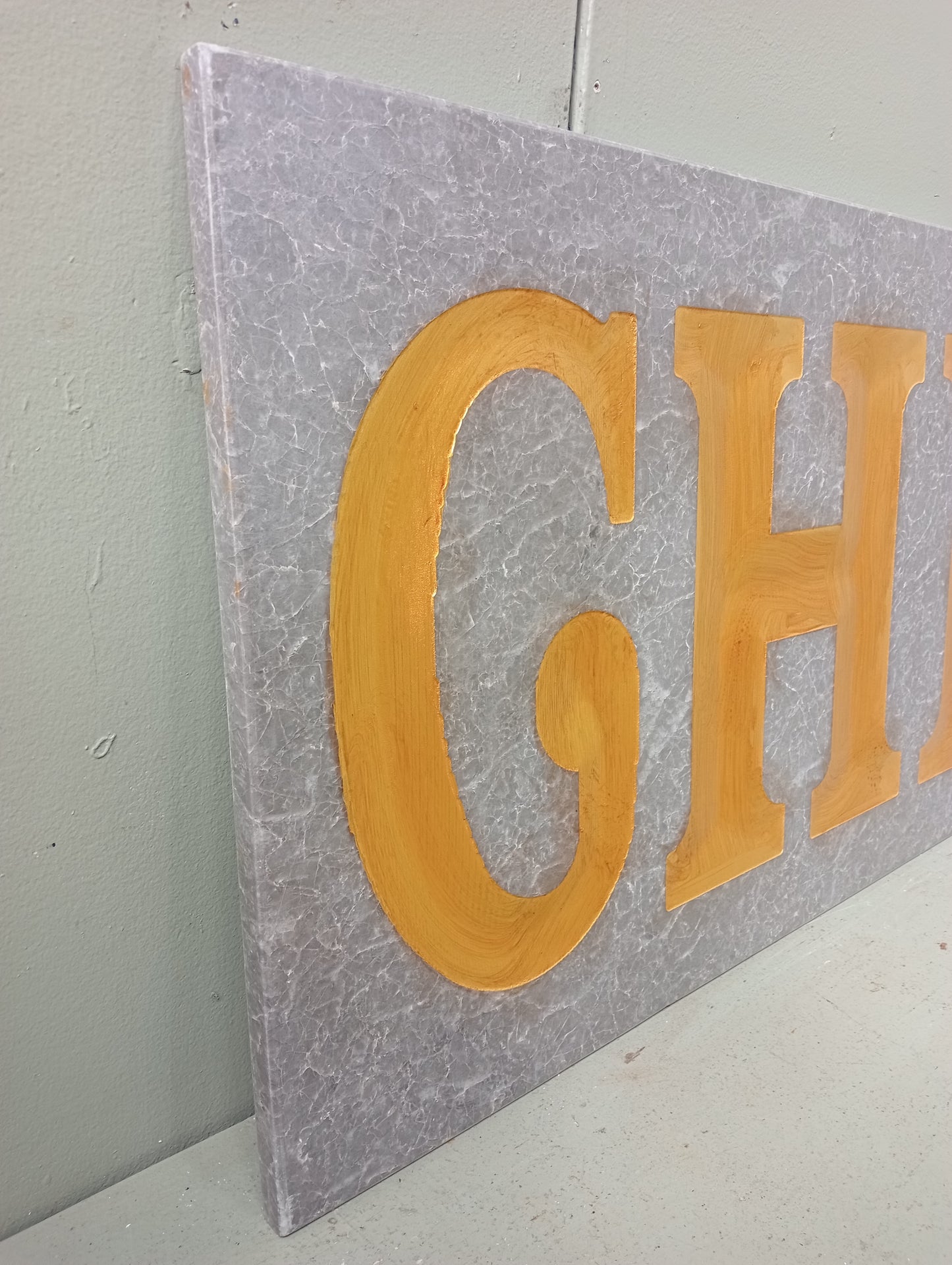 Granite chemist advertising shop sign gold gilt