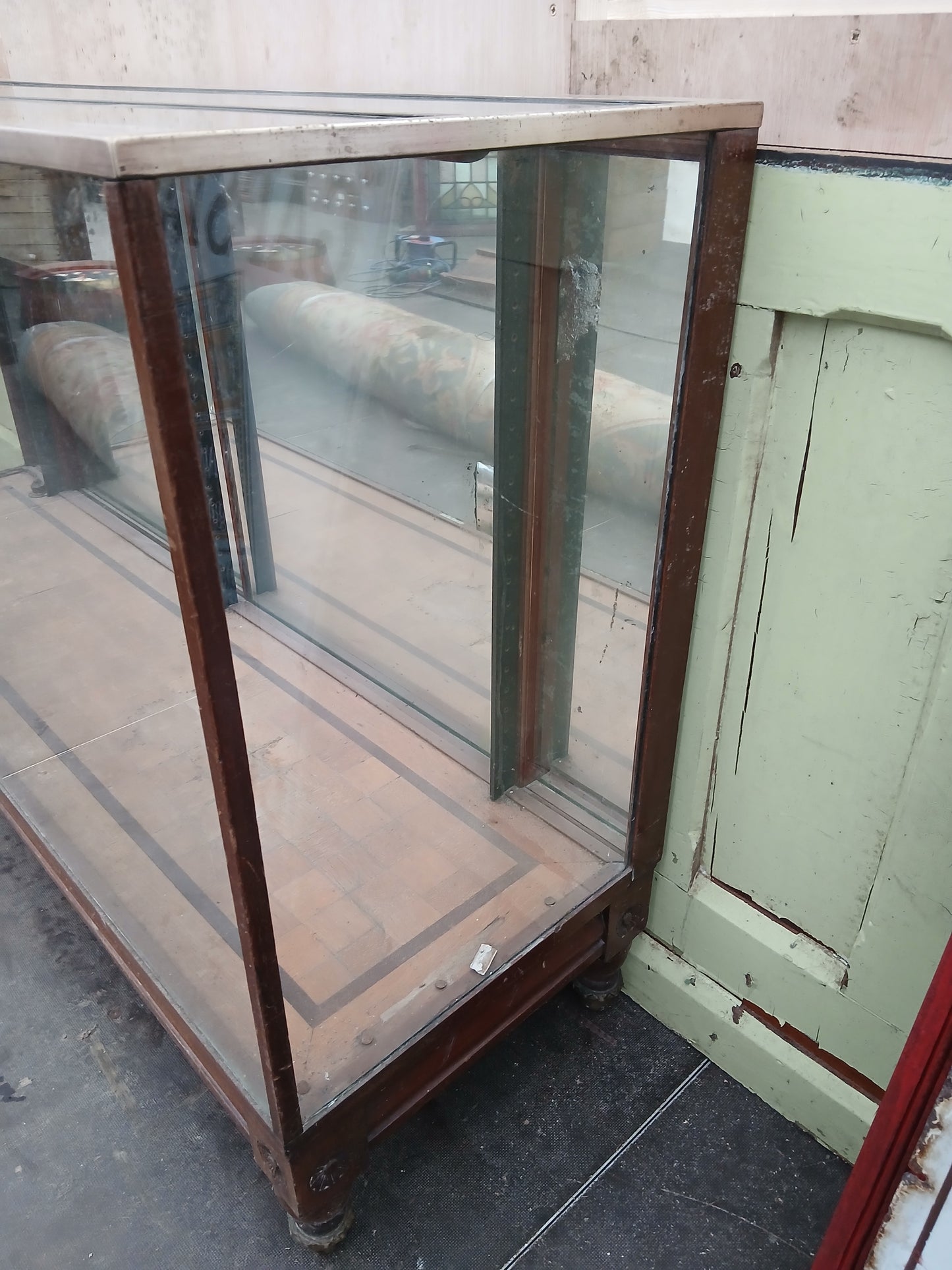 Haberdashery shop cabinet(A.H.Bex Ltd - Dublin) brass surround mirrored back