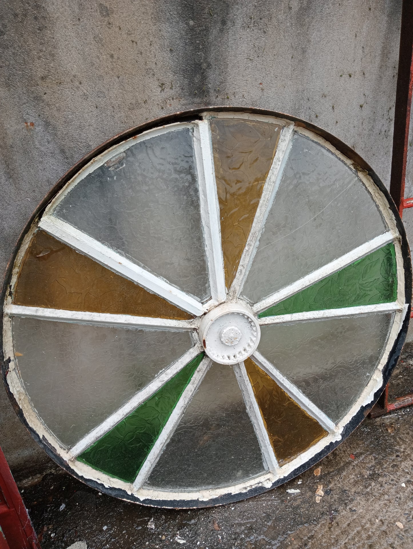 Iron wagon wheel window