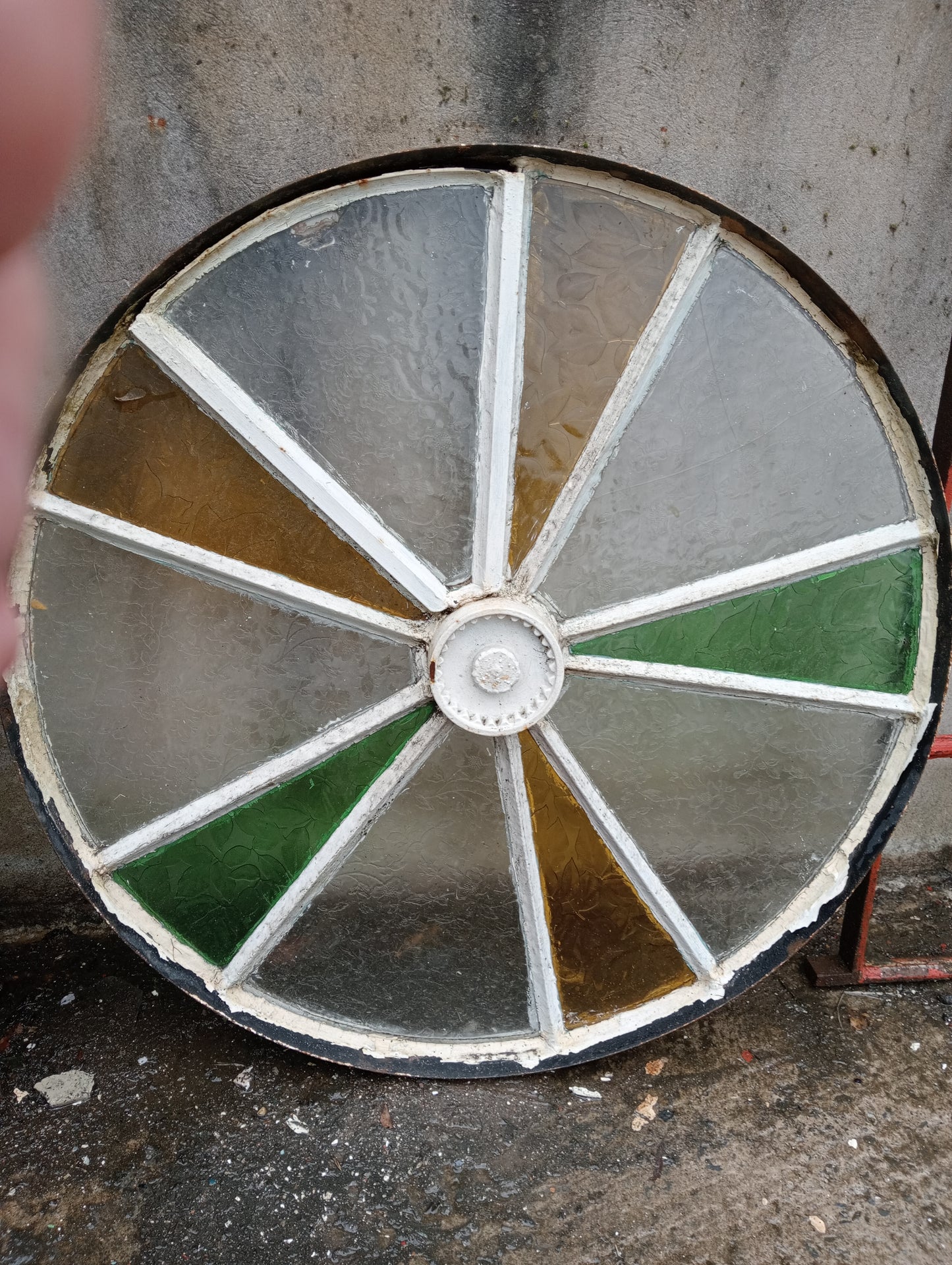 Iron wagon wheel window