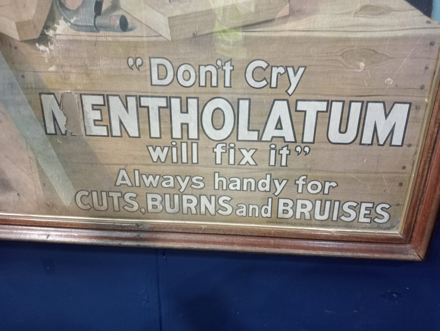 Large 20th C pictorial die-cut shop display advertising show car d for Mentholatum