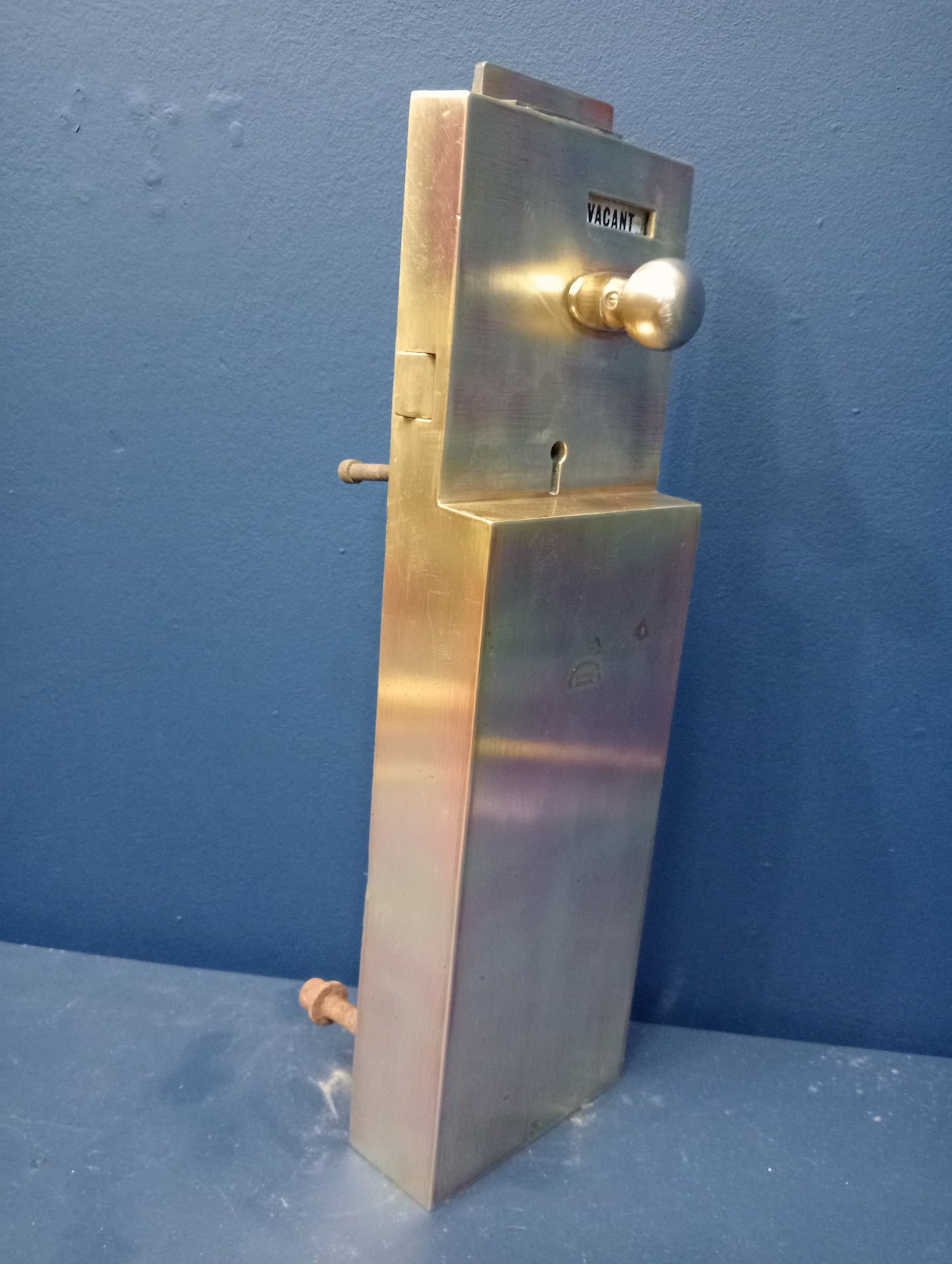 Large brass toilet door lock