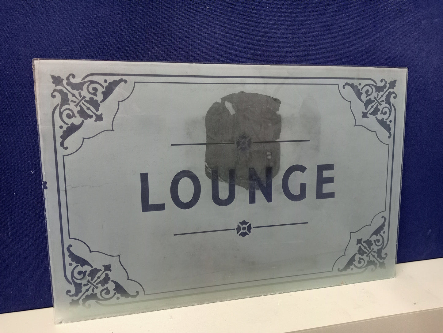 Lounge etched glass panel