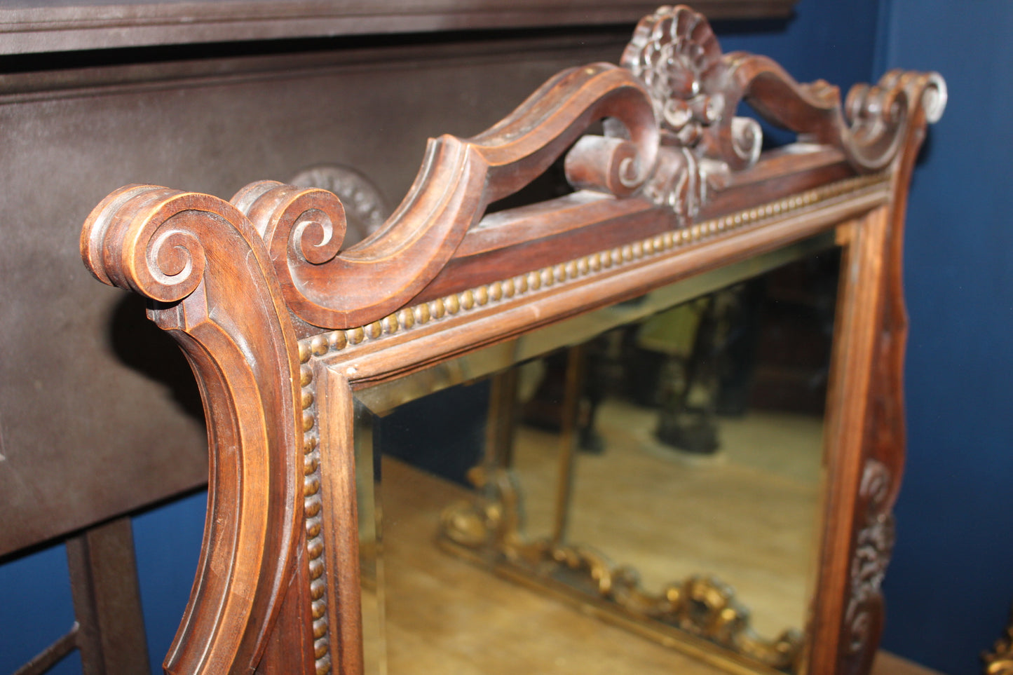 Mahogany 19th C. mirrored firescreen