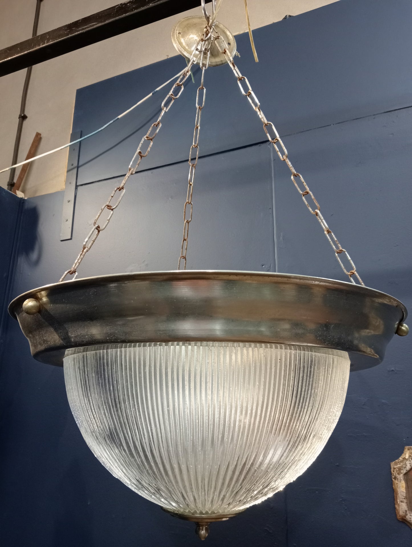 Nickle Edwardian style prismatic light fitting