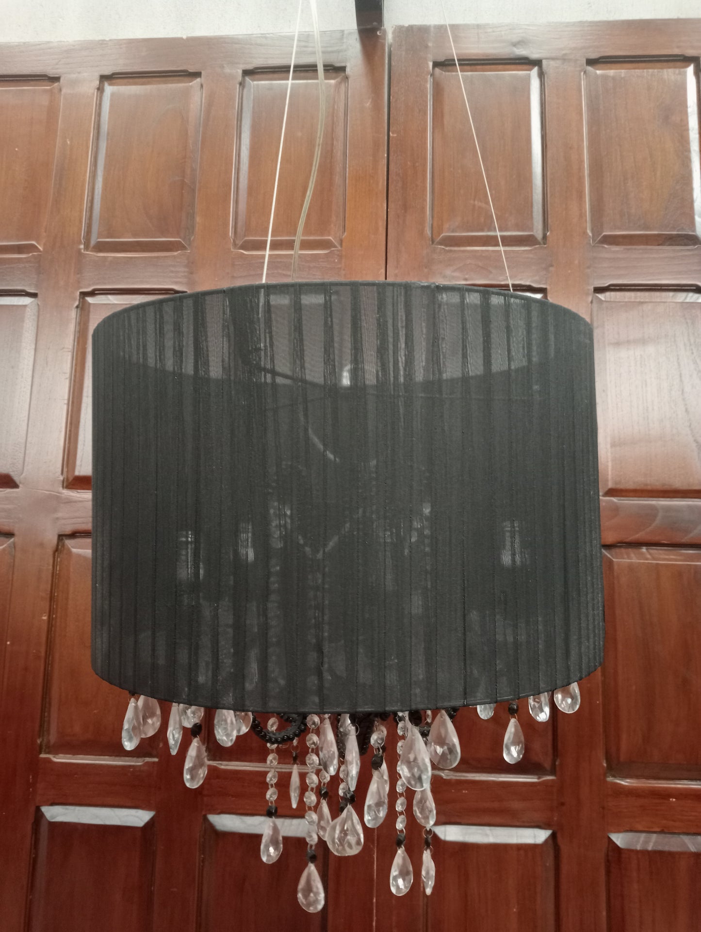 Ornate five branch crystal droplet chandelier