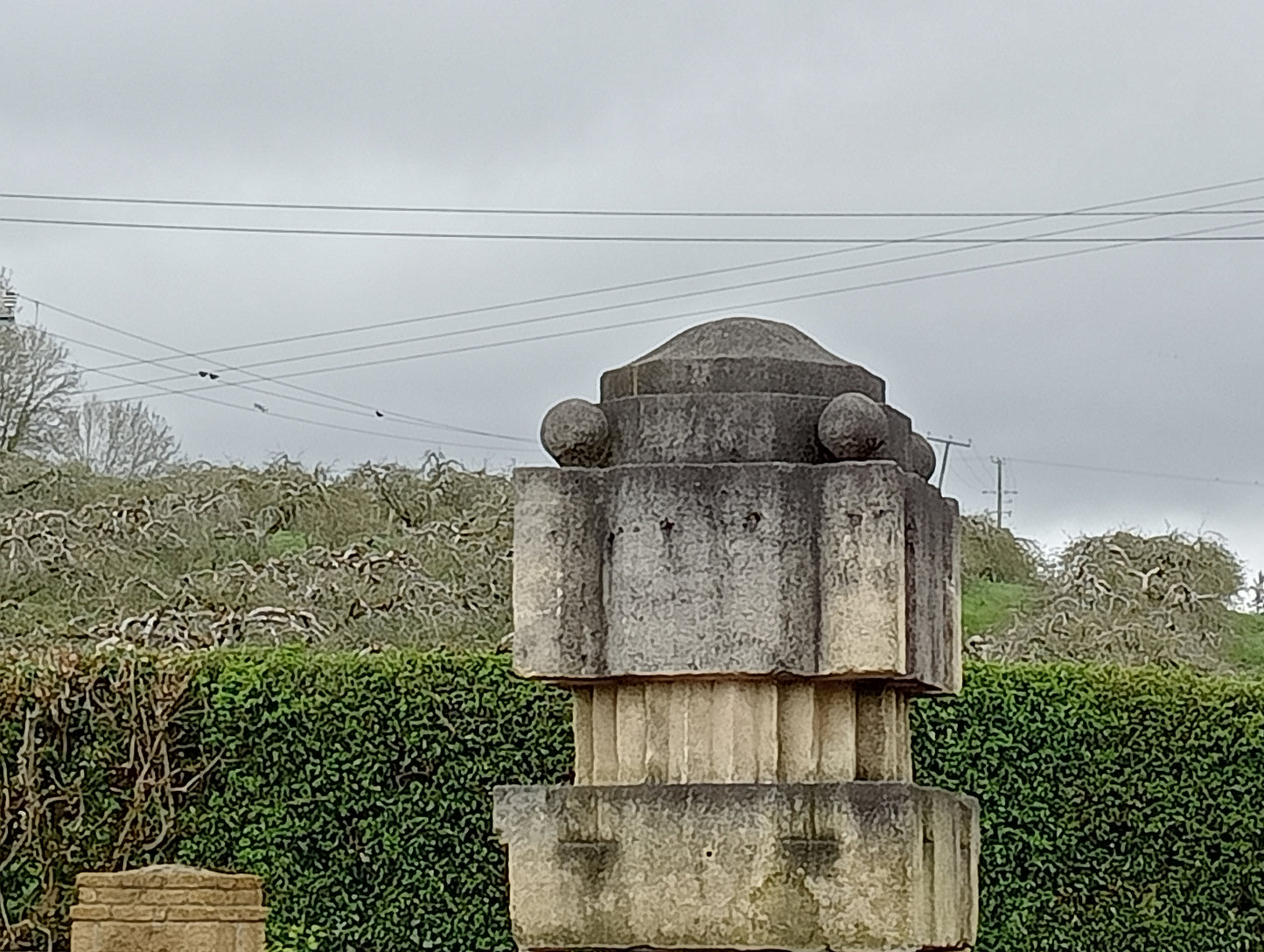 Pair of 19th C composition stone pillar caps decor
