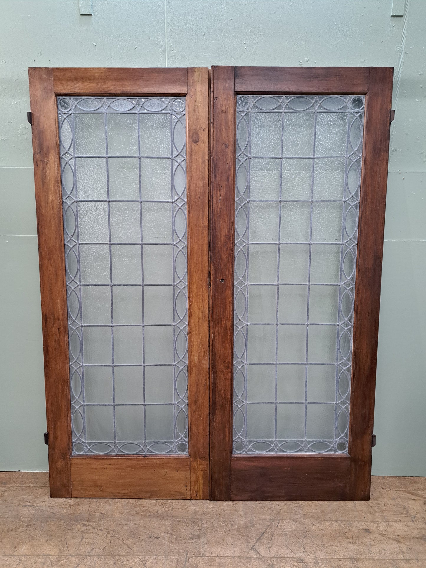 Pair of leaded glass doors