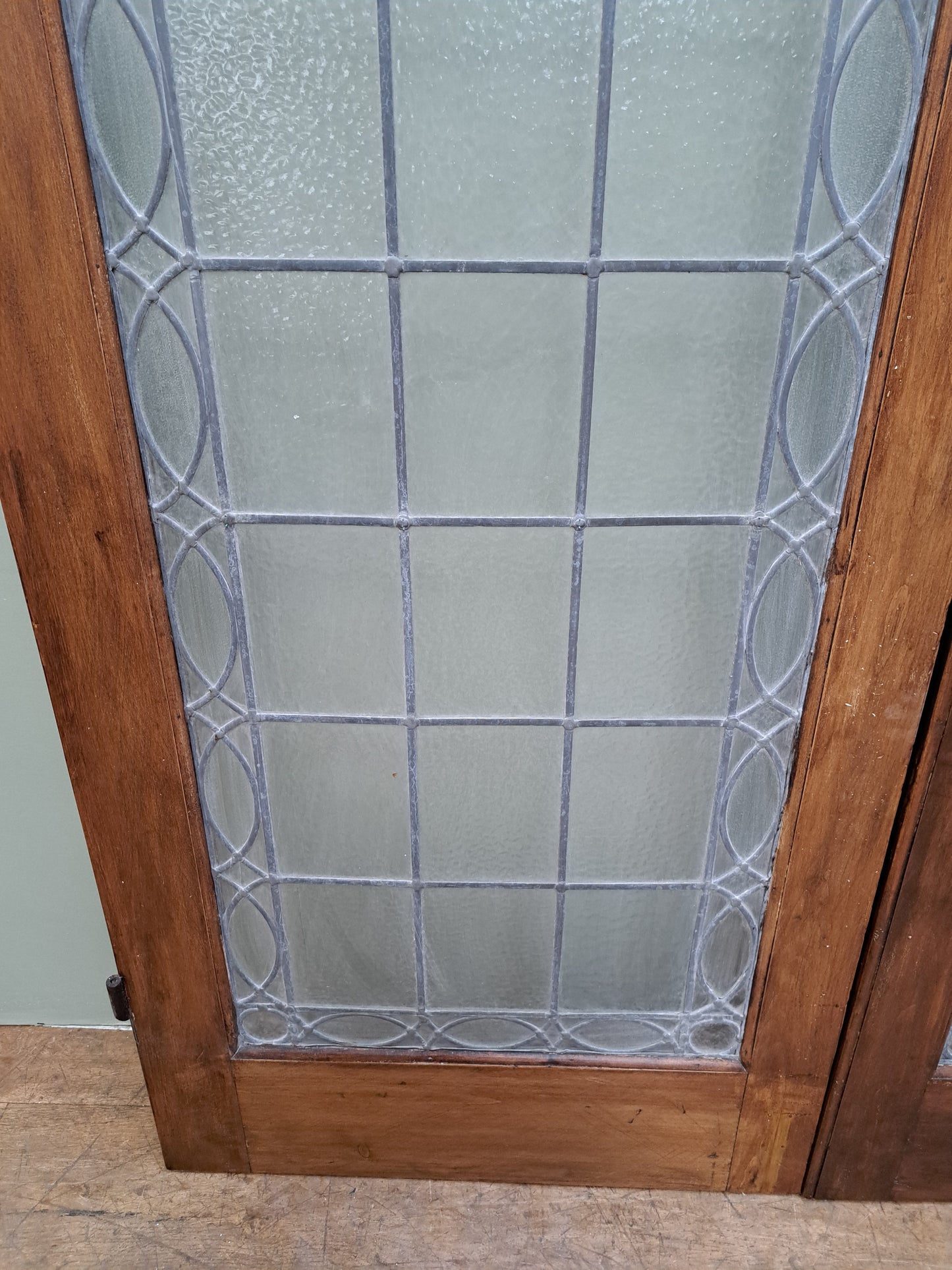 Pair of leaded glass doors