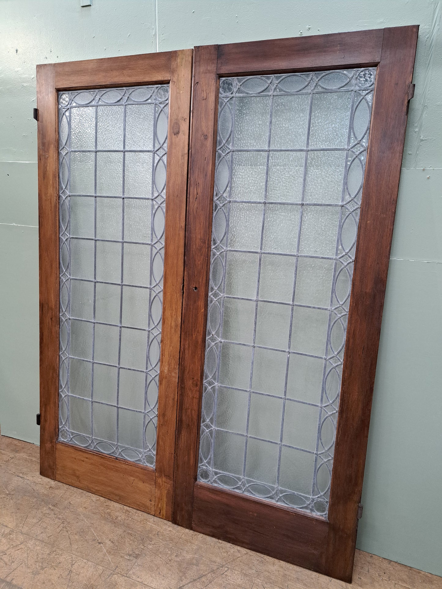 Pair of leaded glass doors
