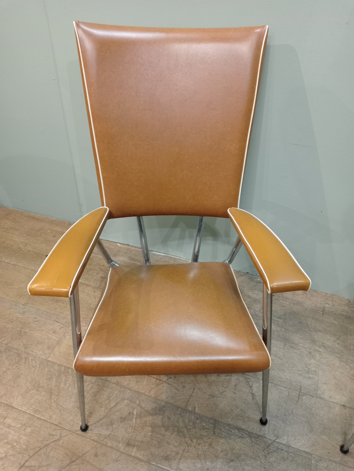 Pair of retro chrome leather armchairs