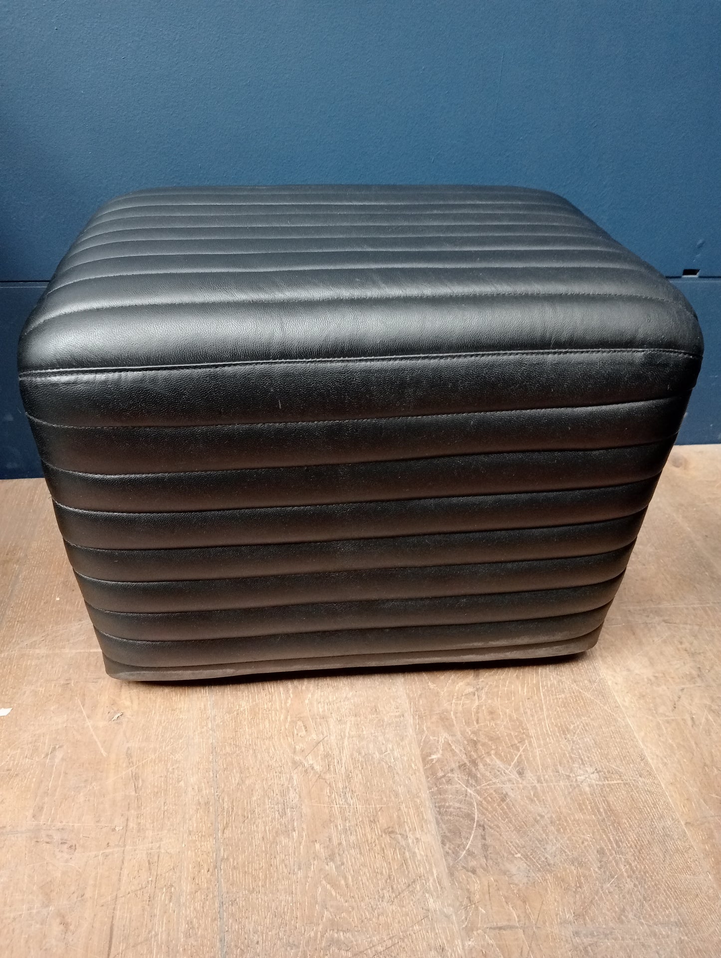 Pair of ribbed leather stools low