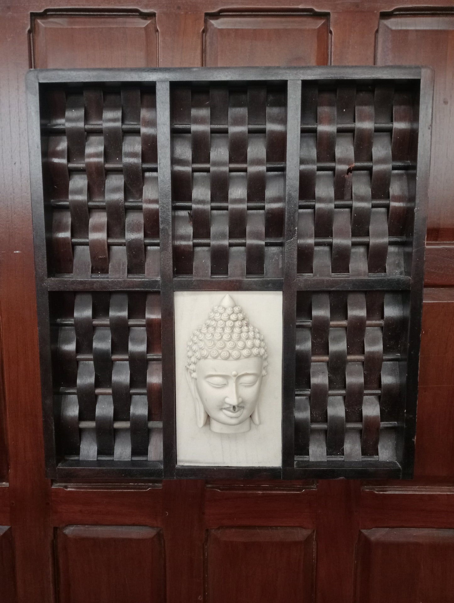 Pair of tribal carving ladies and gents budda head