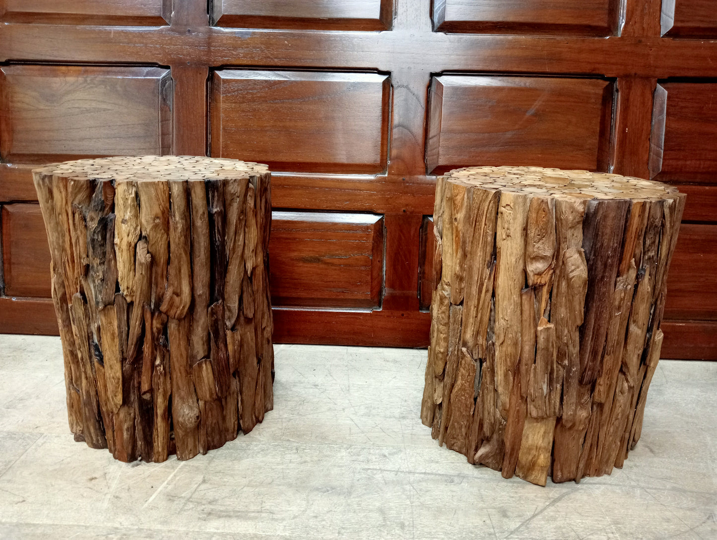 Pair of walnut tree style stools