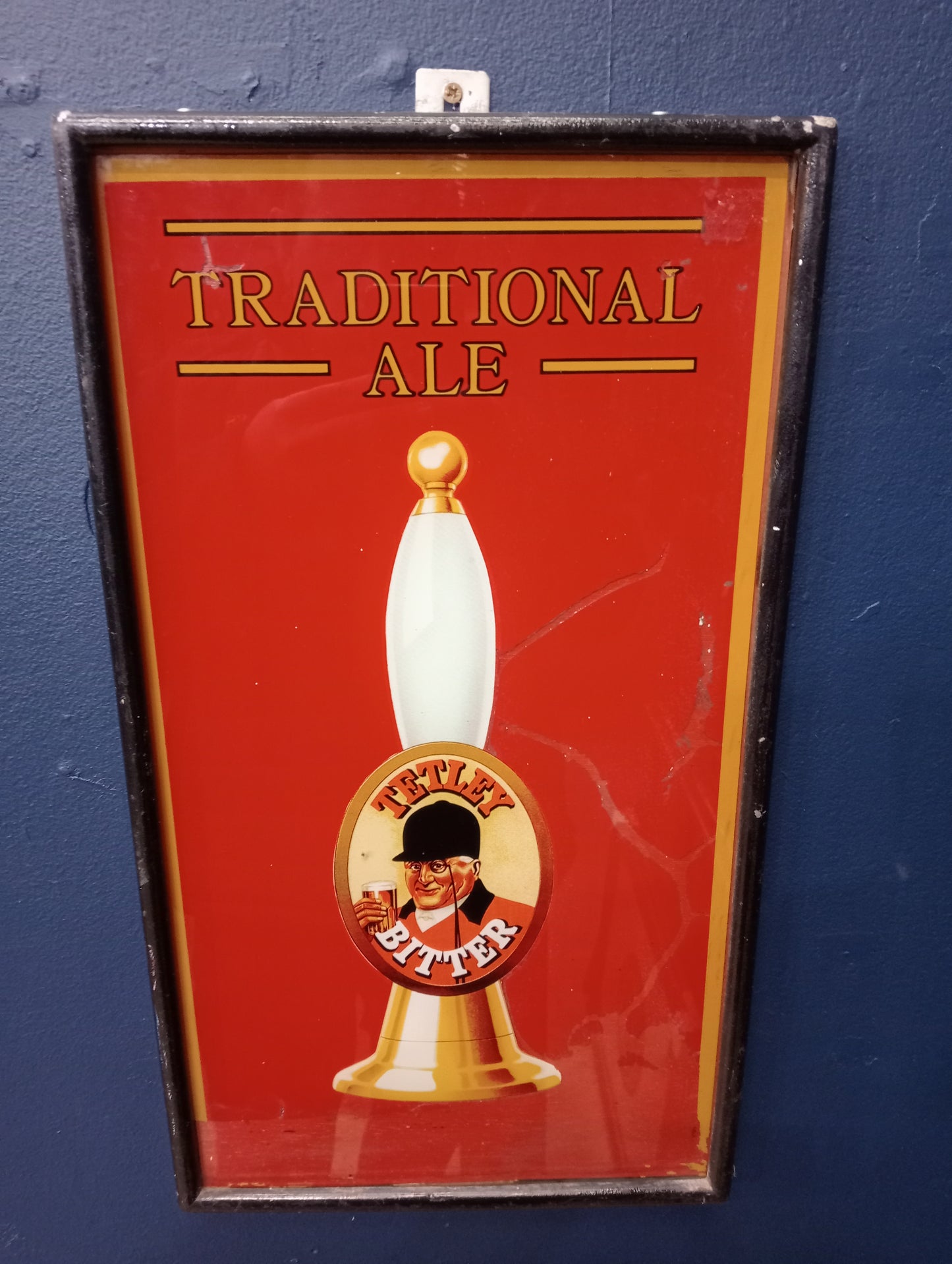 Tetley traditional ale painted glazed glass with aluminium frame