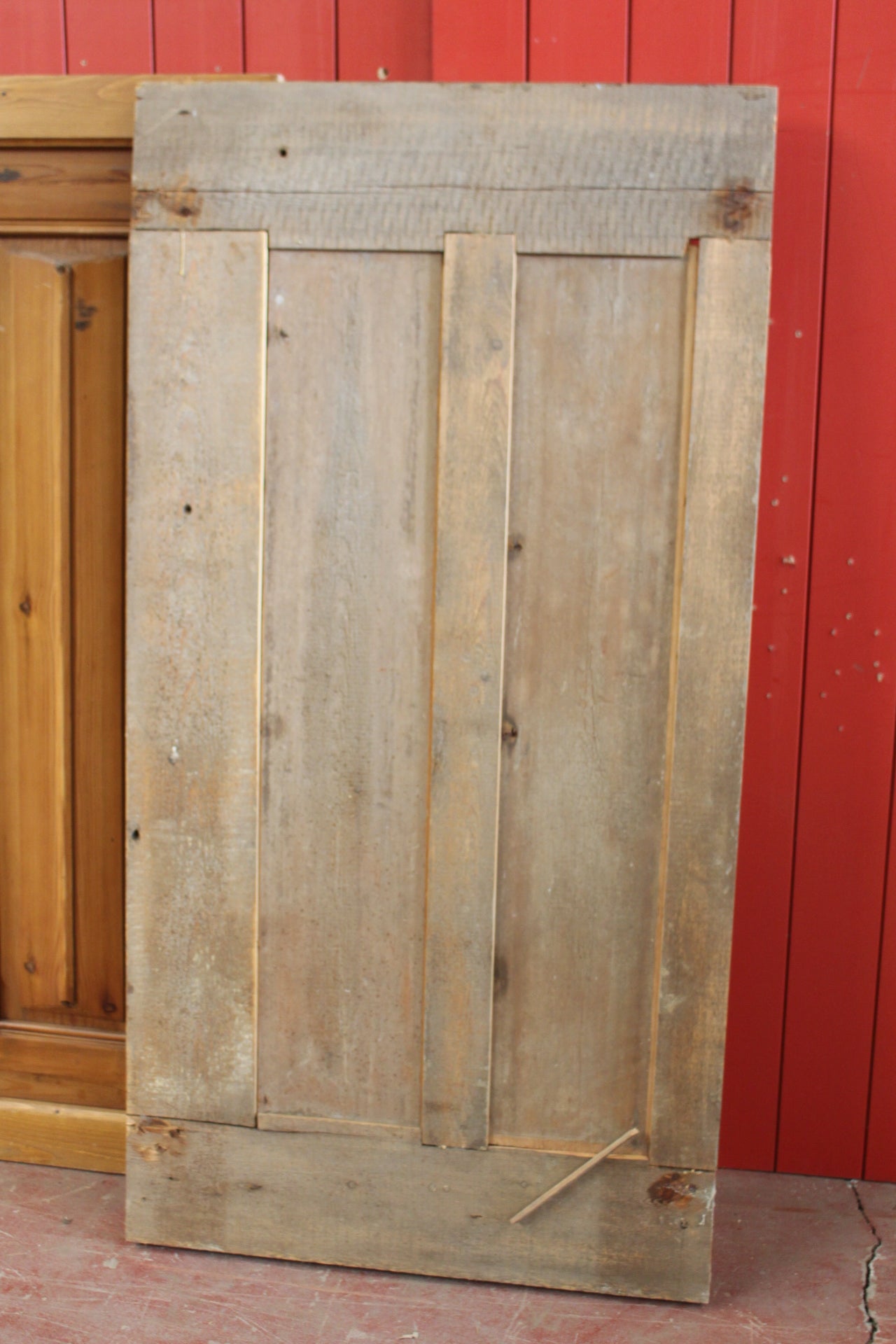 Two pine panels with linen fold insets