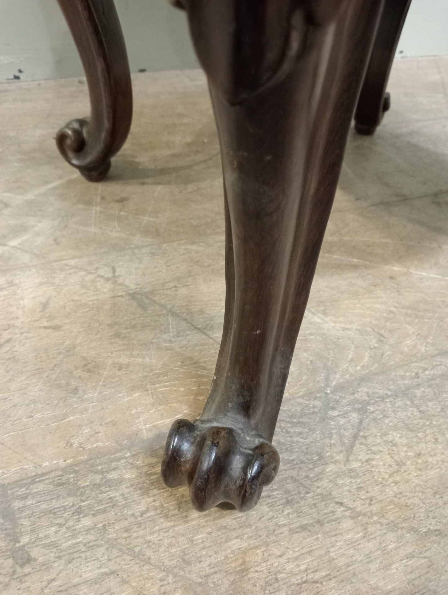 Victorian walnut swival library chair tan leather on scroll cabriole legs