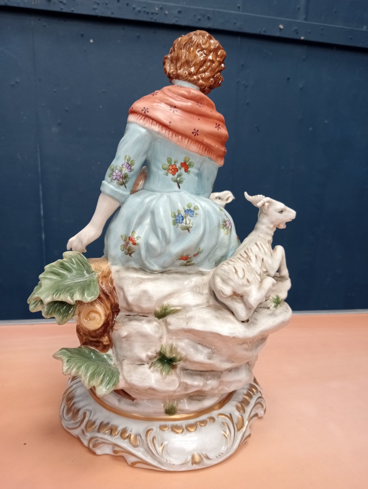 Vintage Heissen porcelain women and ram figure