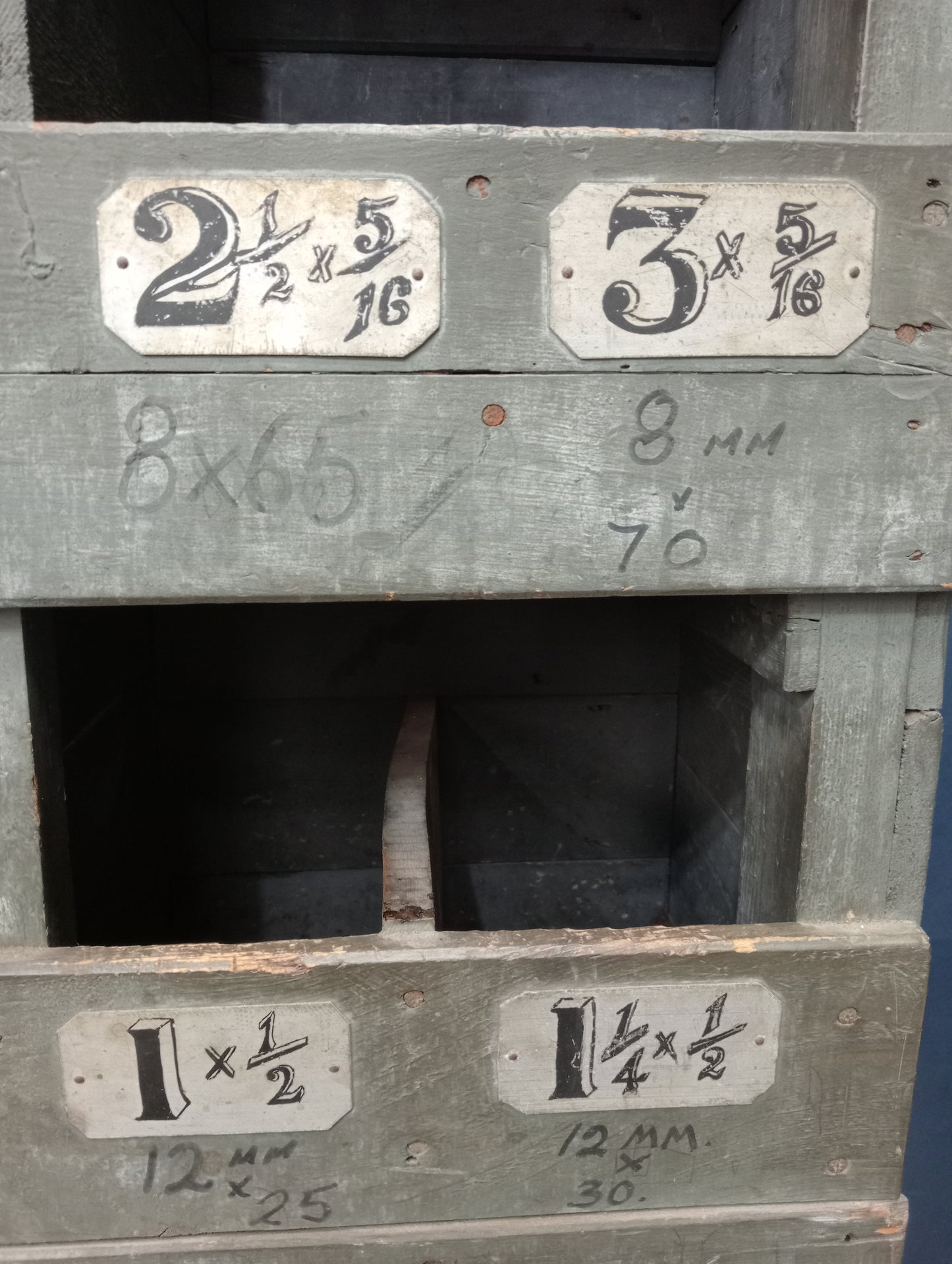 Vintage wooden double sided industrial pigeon hole storage unit