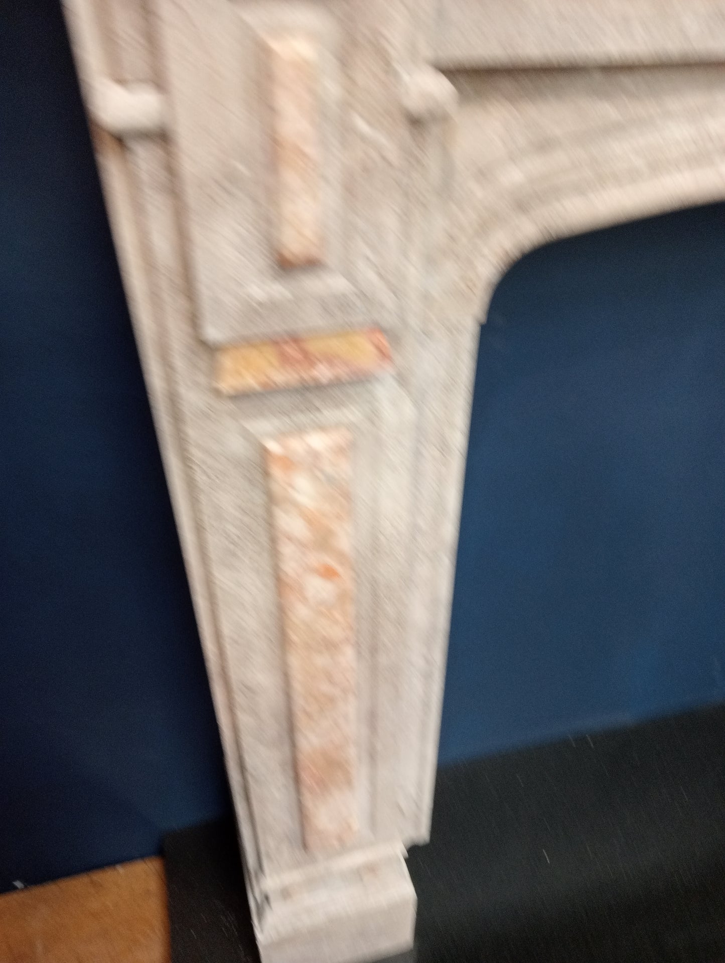 White carrara marble with pink marble inlays built and carved by hand