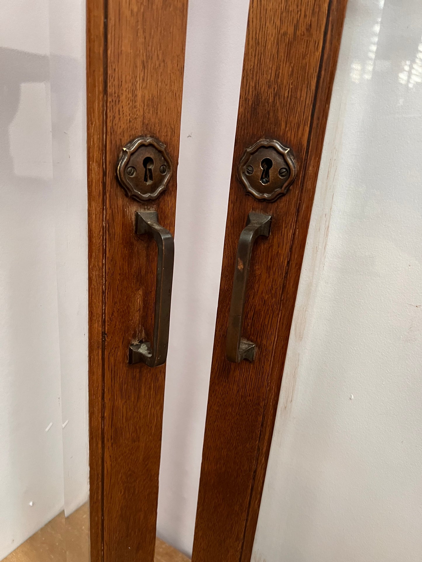 Wooden framed glass hinged 2 panel door set