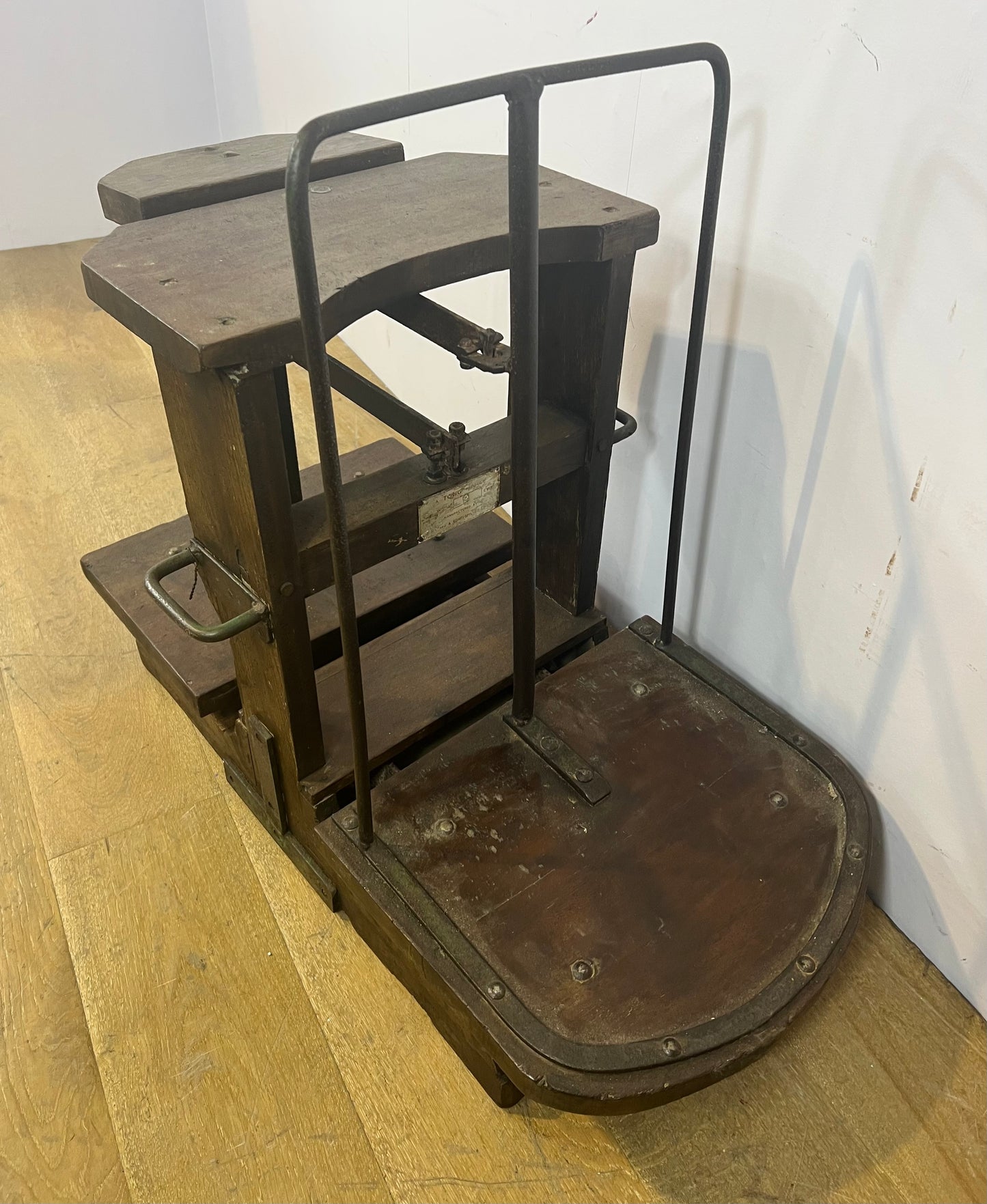 Victorian large wooden scales with cast iron