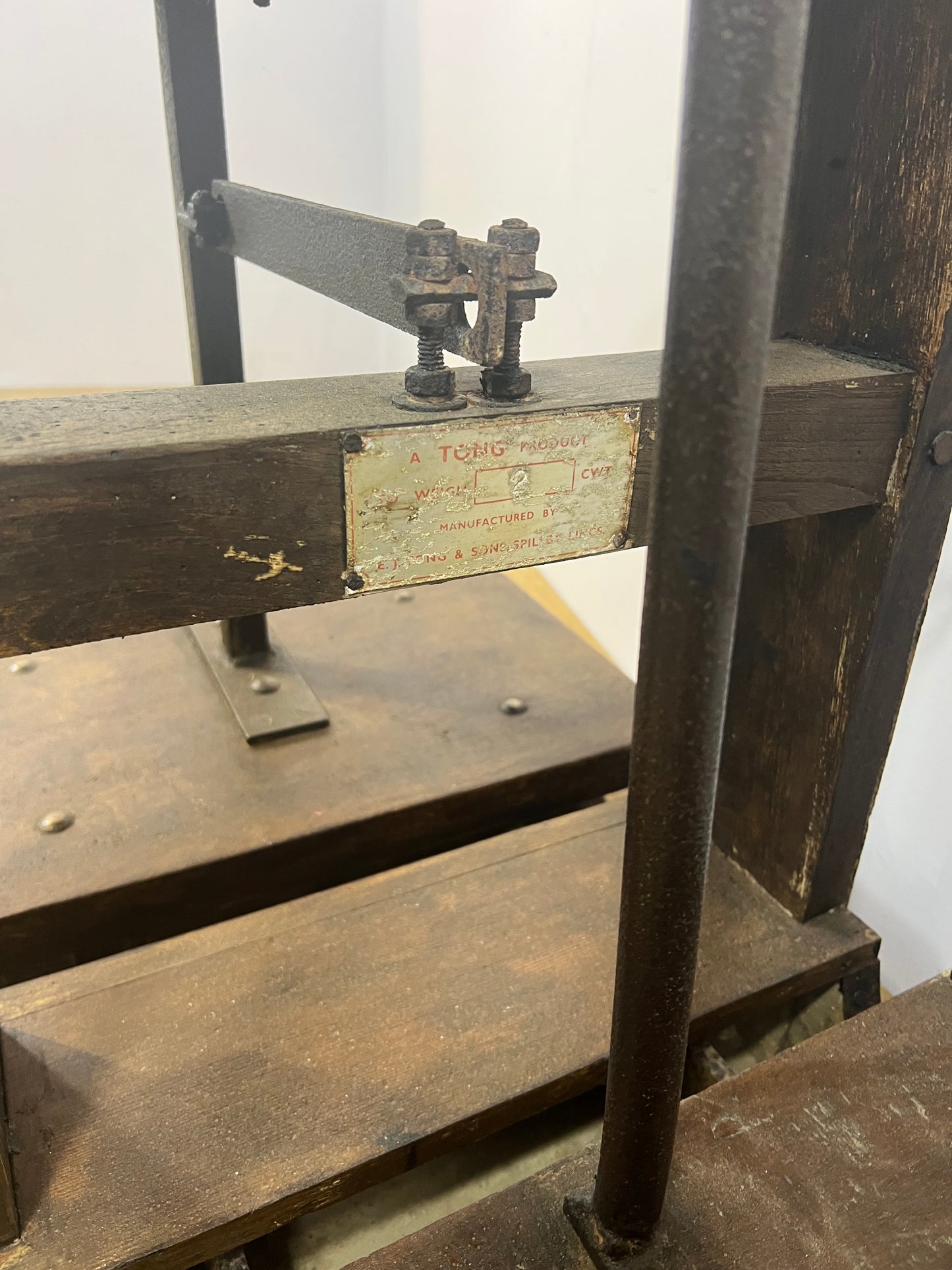 Victorian large wooden scales with cast iron