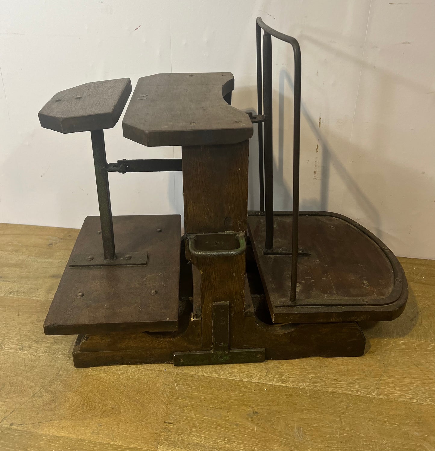Victorian large wooden scales with cast iron