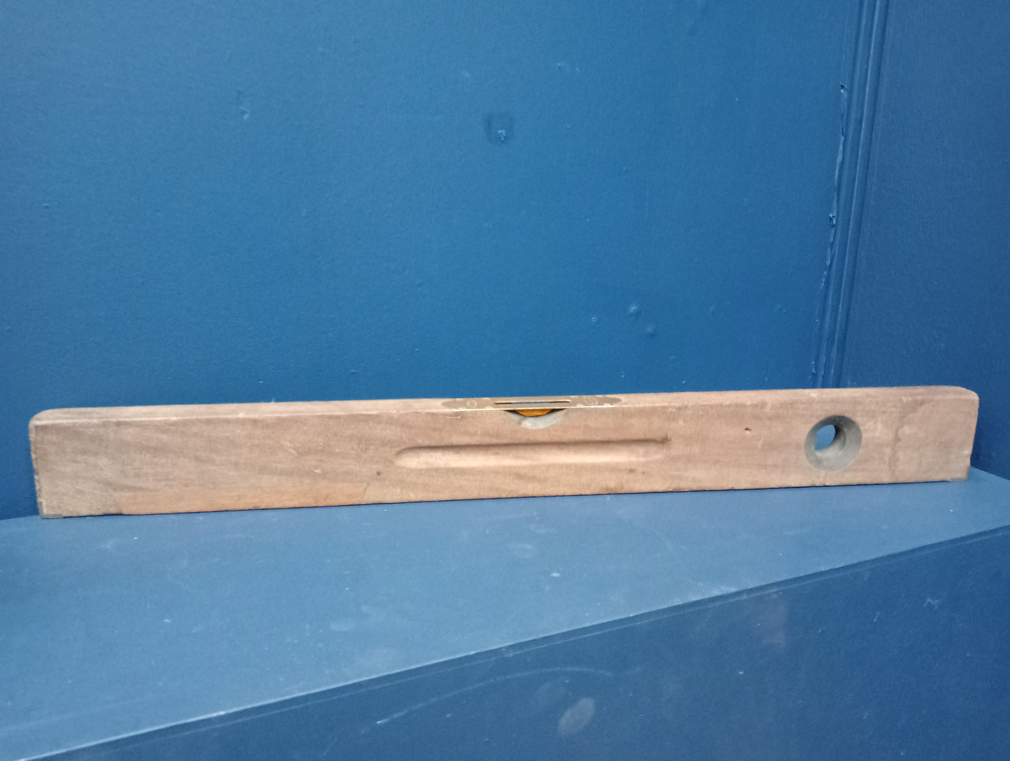 Wood and brass spirit level