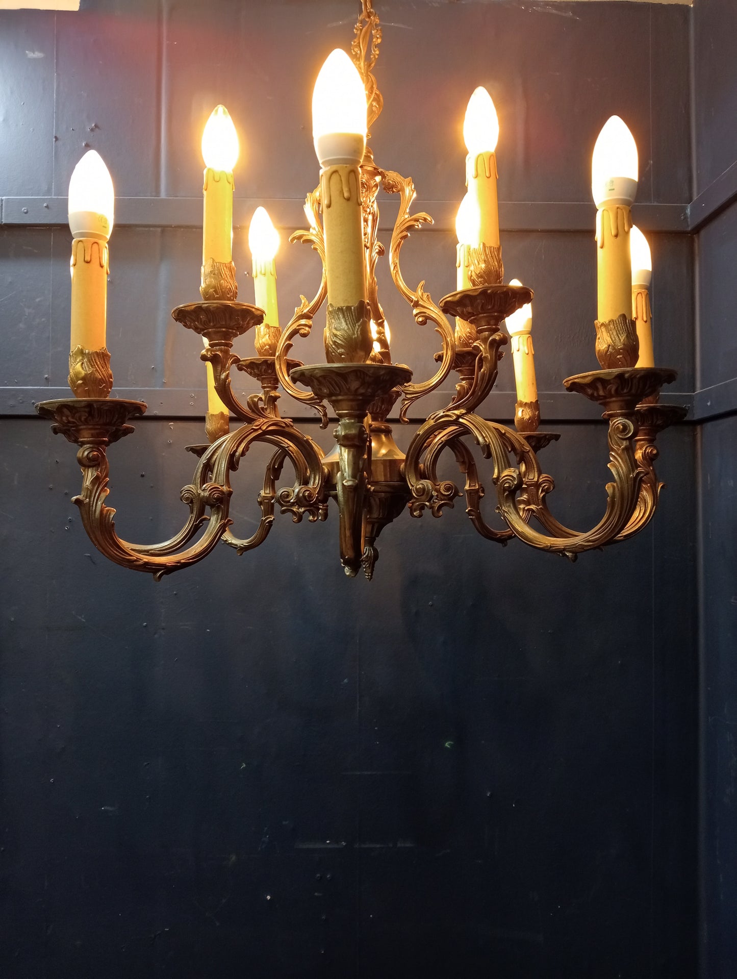 12 branch bronze chandelier