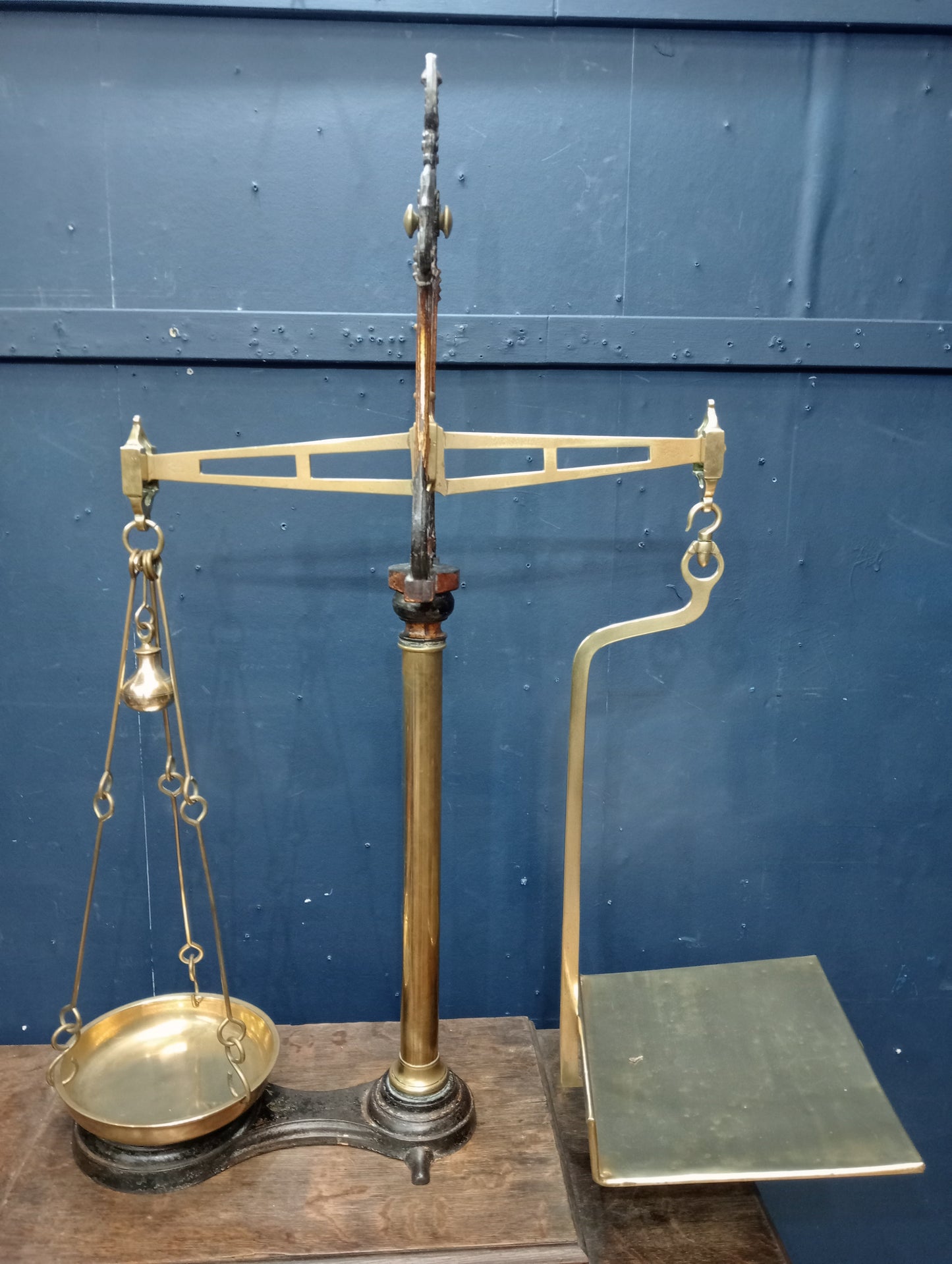 19th C. Cast and brass weighing scales