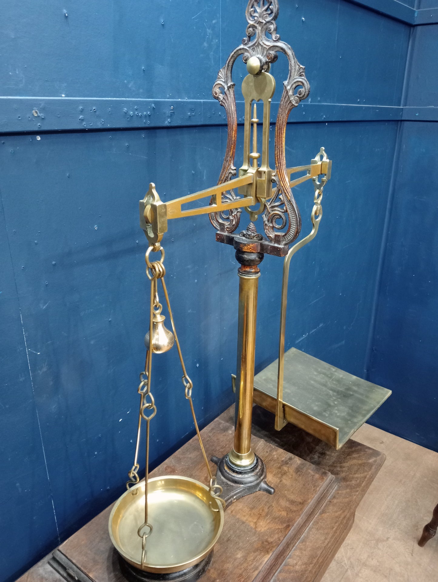 19th C. Cast and brass weighing scales