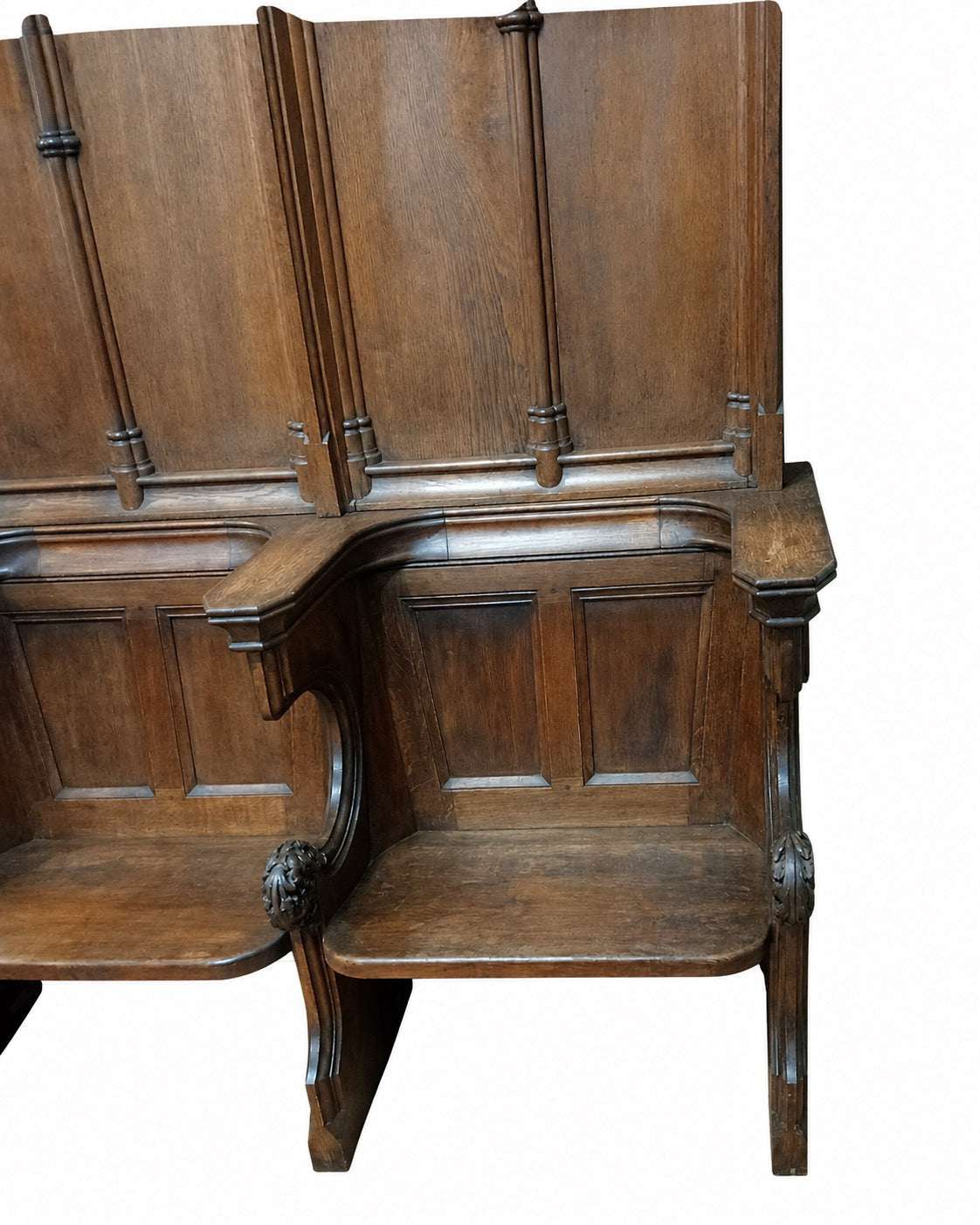 19th Century Gothic Revival Oak Three-Seater Hall Bench / Pew