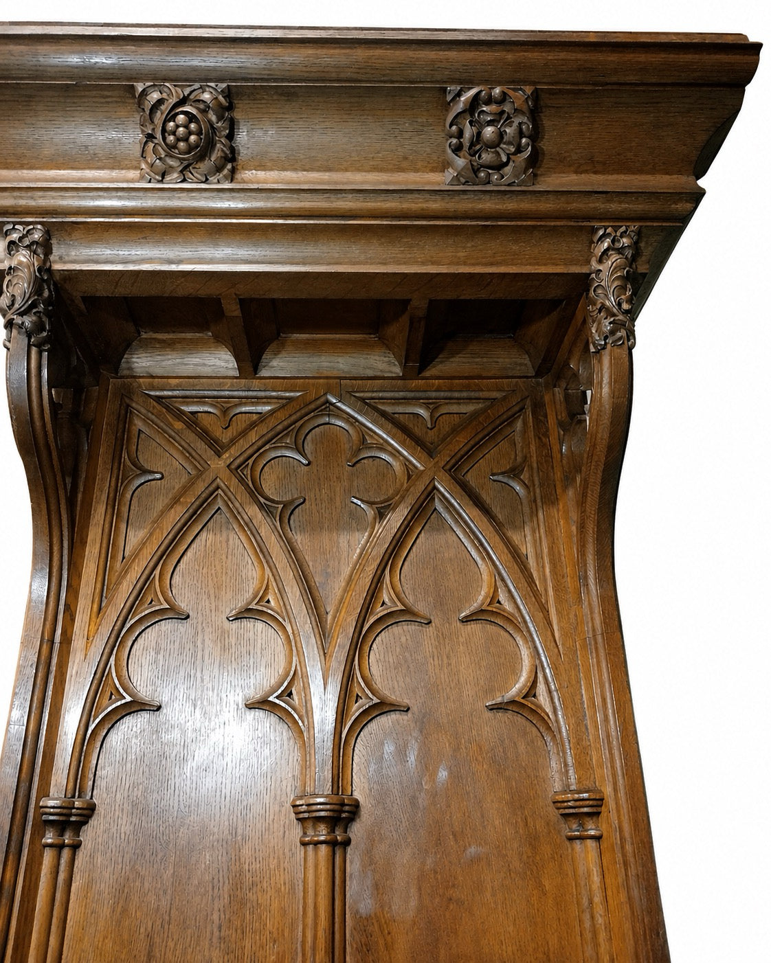 19th Century Gothic Revival Oak Three-Seater Hall Bench / Pew